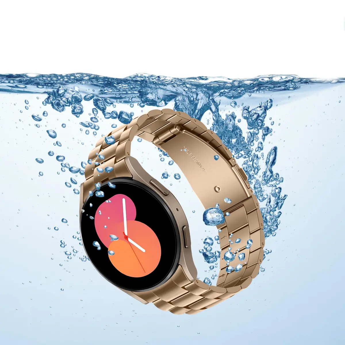 Anlinser No Gap Metal Watch Band Compatible with Samsung Galaxy Watch 7/6/5/4/FE 40mm 44mm | Rose Gold Stainless Steel Strap - view 4