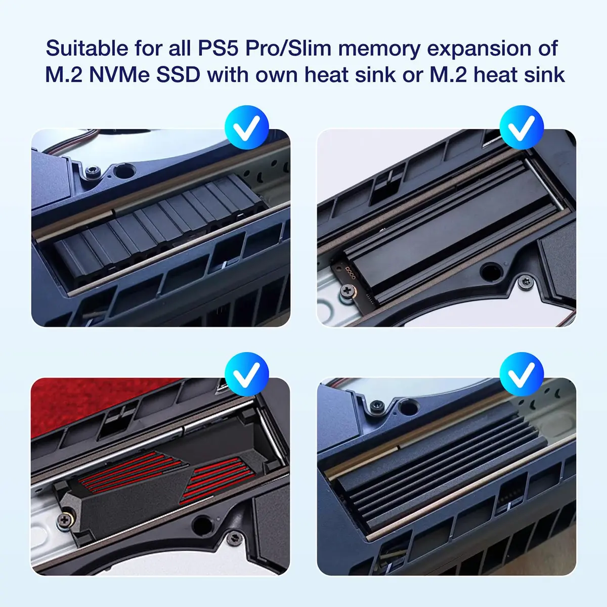 GRAUGEAR Black Metal Heat Dissipation Cover for PS5 Pro/Slim M.2 SSD Expansion Slot | Cooling and Dust Proof (15g) - view 5