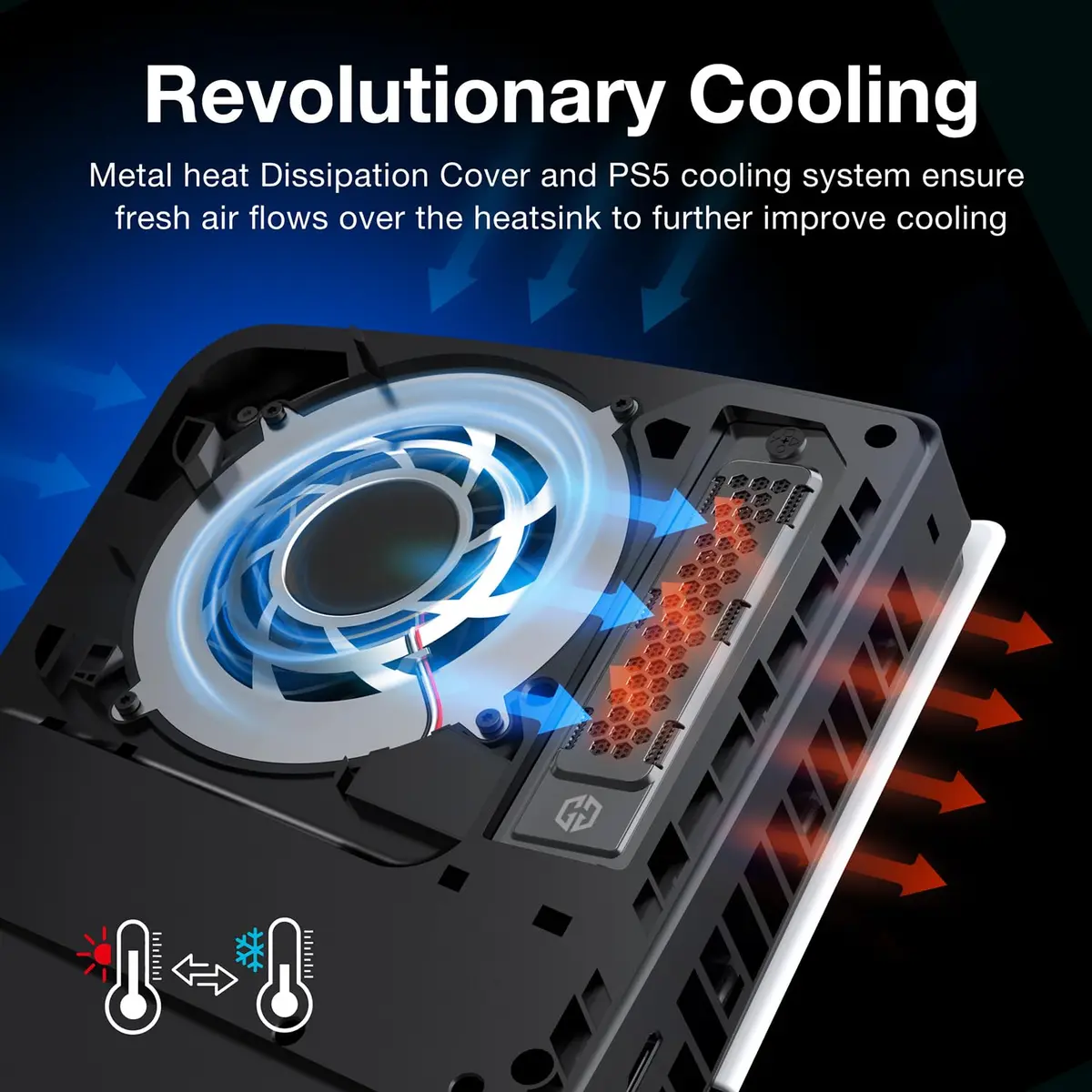 GRAUGEAR Black Metal Heat Dissipation Cover for PS5 Pro/Slim M.2 SSD Expansion Slot | Cooling and Dust Proof (15g) - view 6
