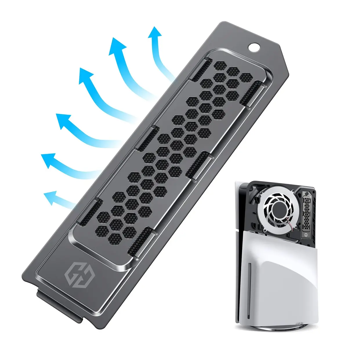 GRAUGEAR Black Metal Heat Dissipation Cover for PS5 Pro/Slim M.2 SSD Expansion Slot | Cooling and Dust Proof (15g) - main product image