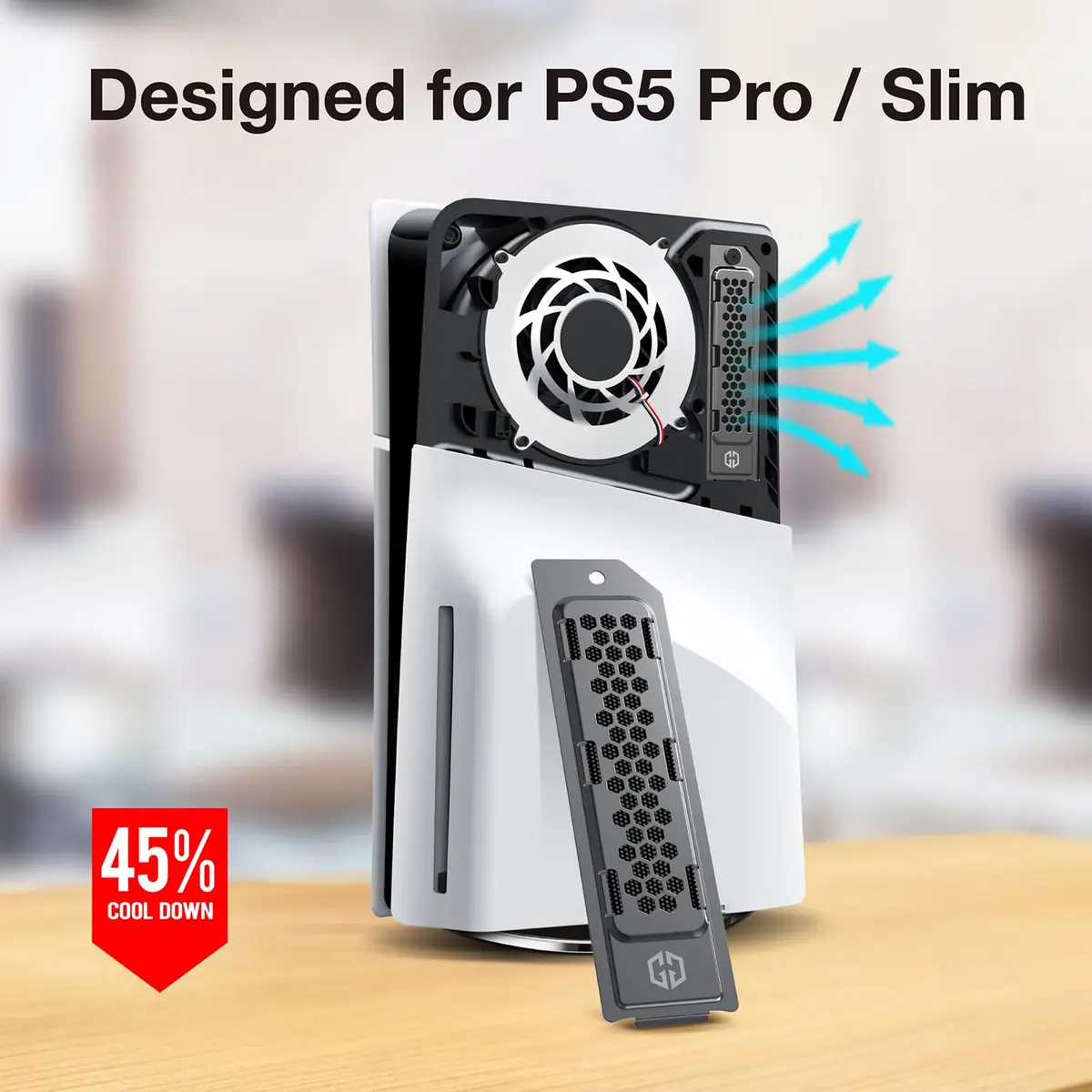 GRAUGEAR Black Metal Heat Dissipation Cover for PS5 Pro/Slim M.2 SSD Expansion Slot | Cooling and Dust Proof (15g) - view 2