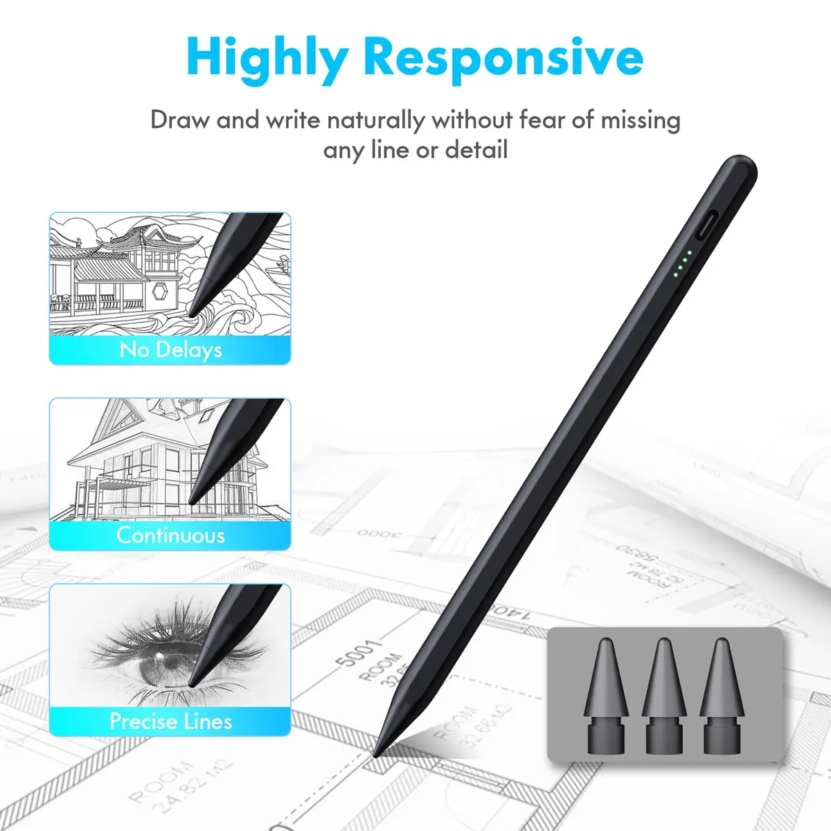Cisteen Stylus Pen for iPad 2018-2026 | Precise, Fast Charge & Tilt Sensor - view 2
