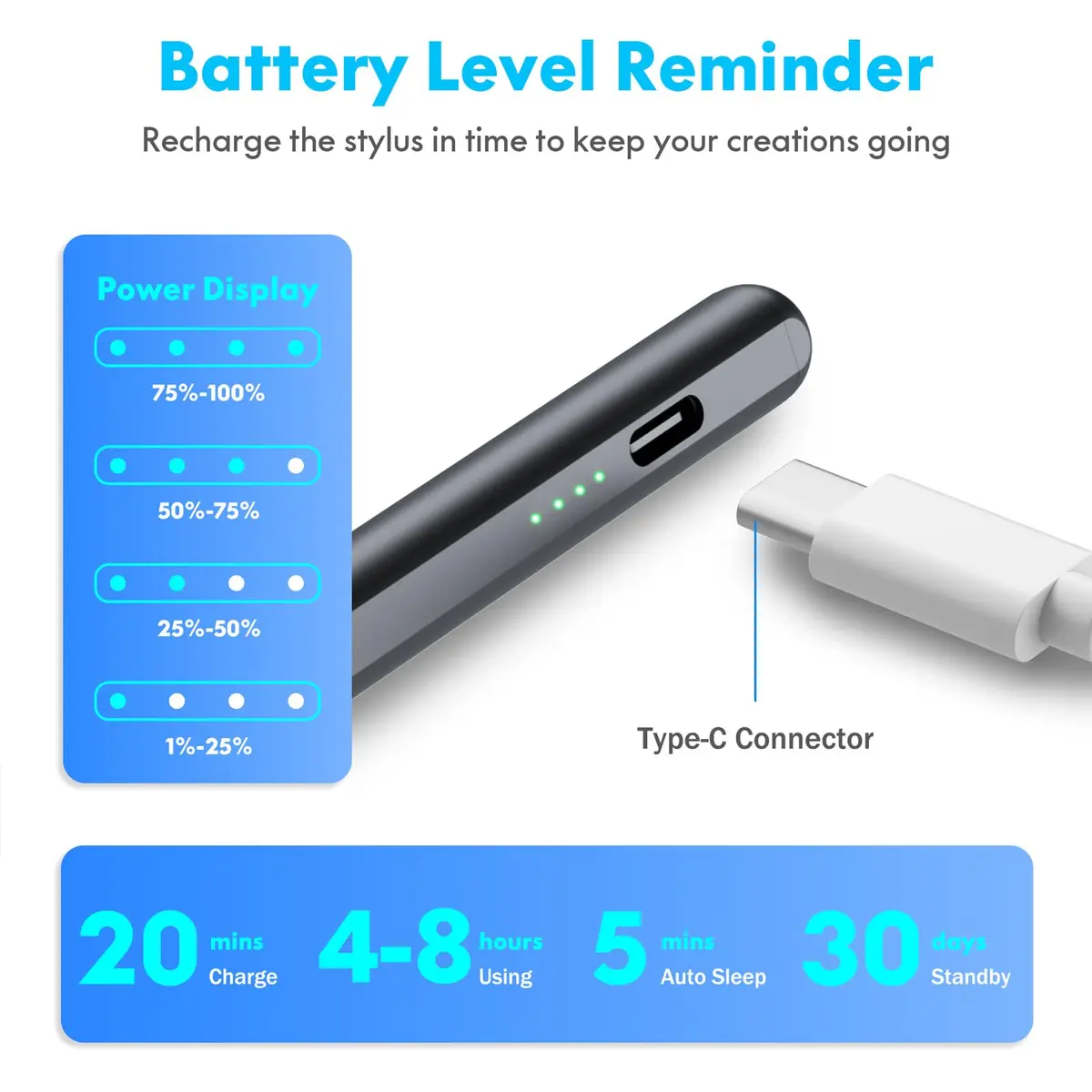 Cisteen Stylus Pen for iPad 2018-2026 | Precise, Fast Charge & Tilt Sensor - view 3