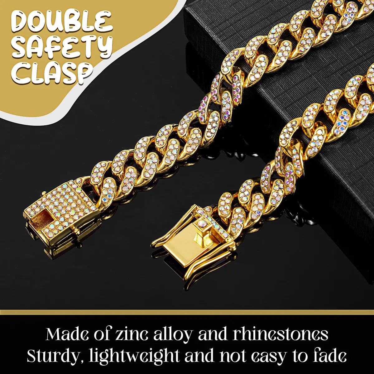 LEIFIDE Cuban Link Dog Collar Chain 12mm 24 Inch Gold AB | Stylish Pet Accessory - view 3