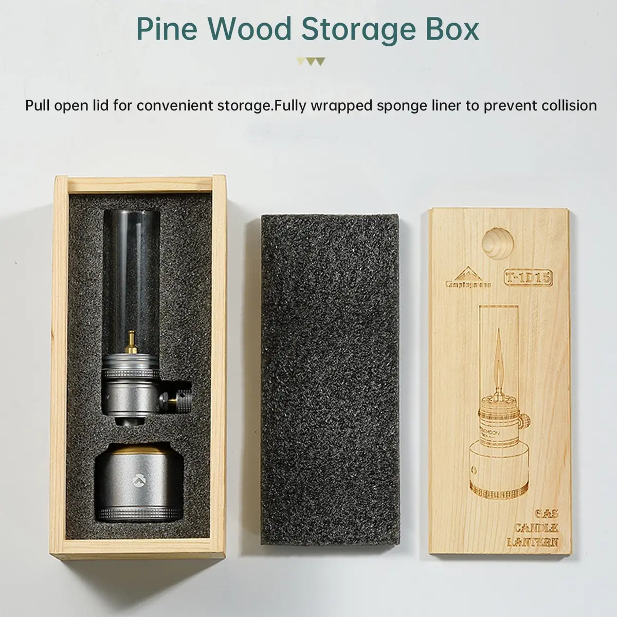 Campingmoon Gas Candle Lantern 15g | Real Flame, Refillable Tank, Wooden Case - view 8