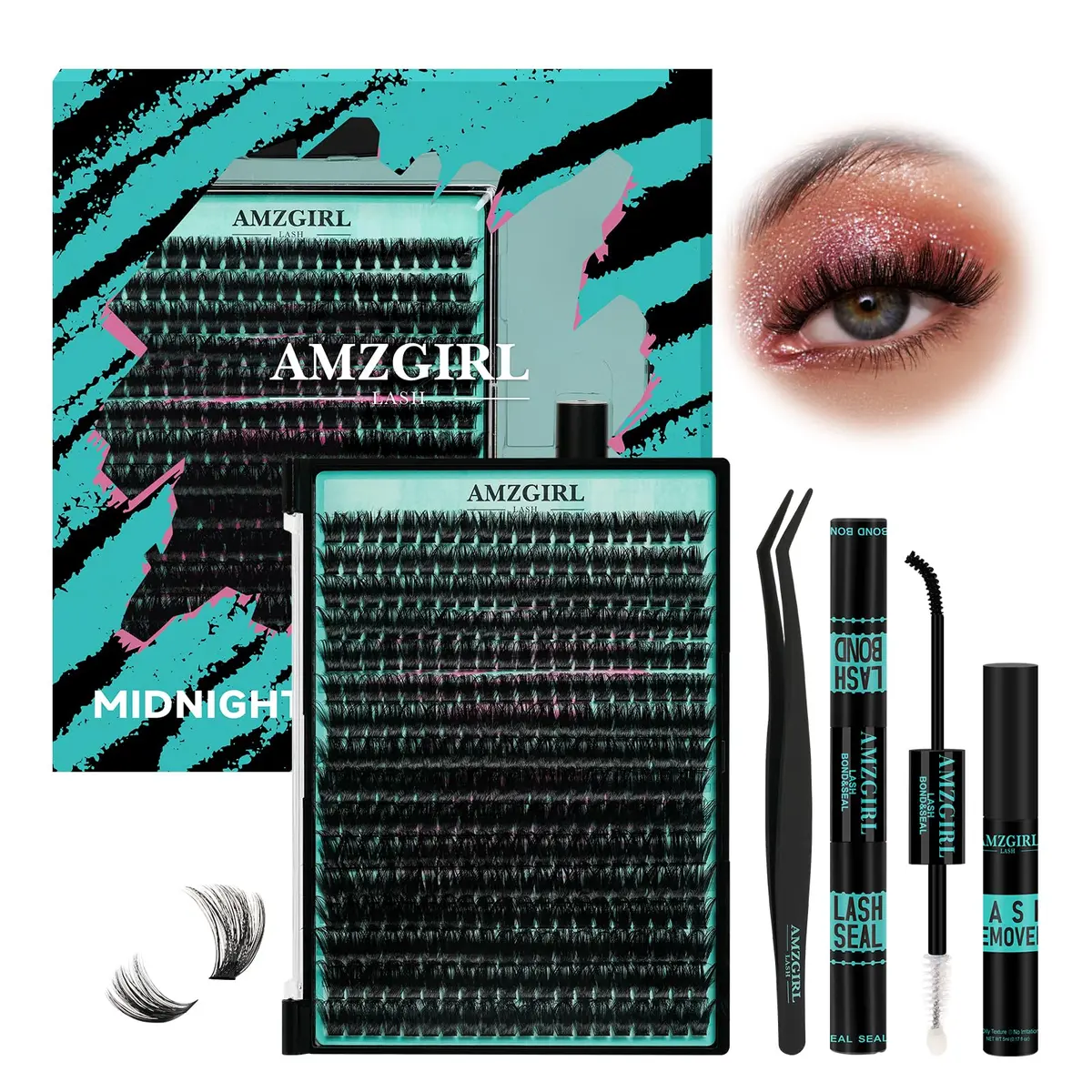 AMZGIRL Fluffy Lash Clusters Kit, D Curl Lash Clusters | 320 Pcs, 10-16mm, Reusable, Easy DIY - main product image