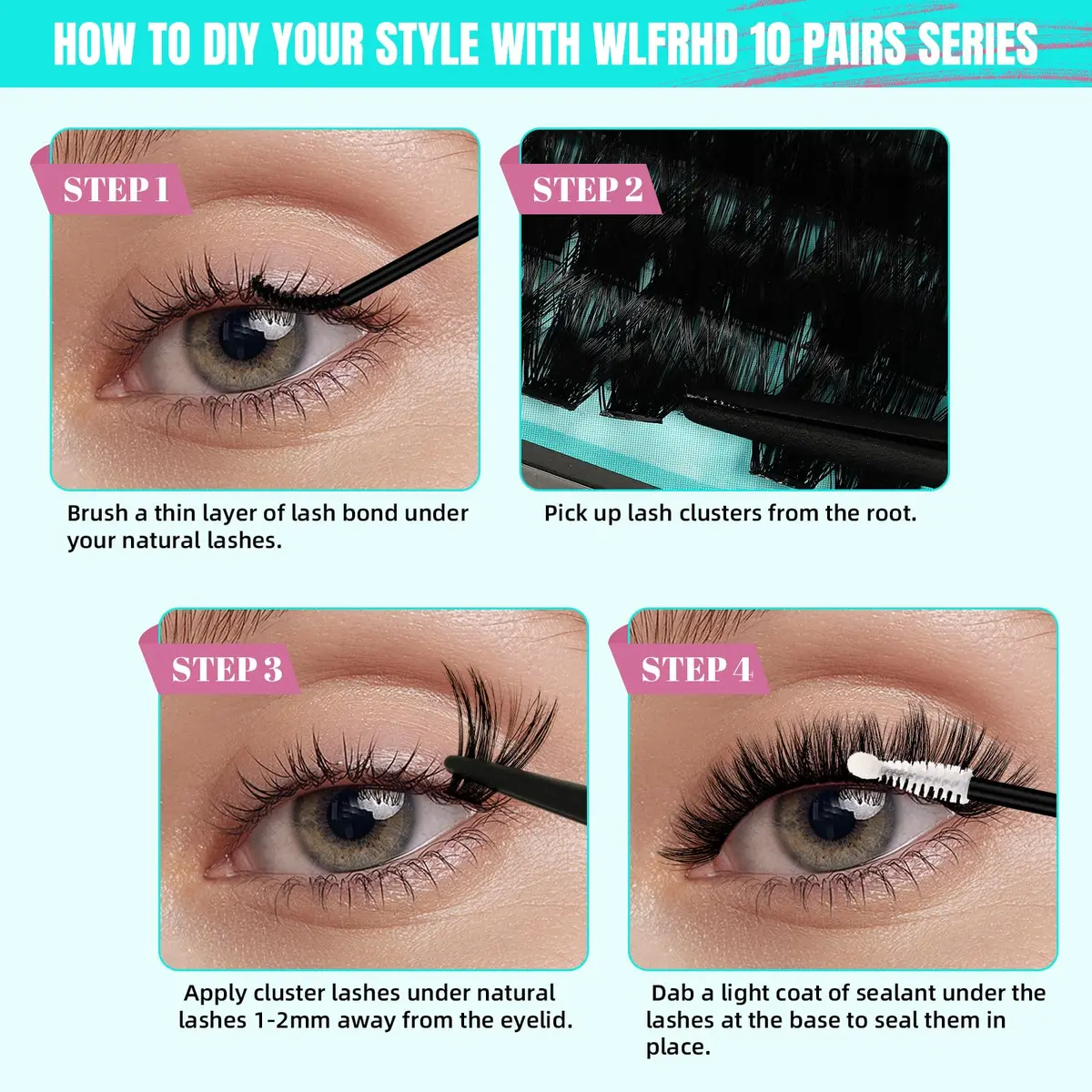 AMZGIRL Fluffy Lash Clusters Kit, D Curl Lash Clusters | 320 Pcs, 10-16mm, Reusable, Easy DIY - view 7