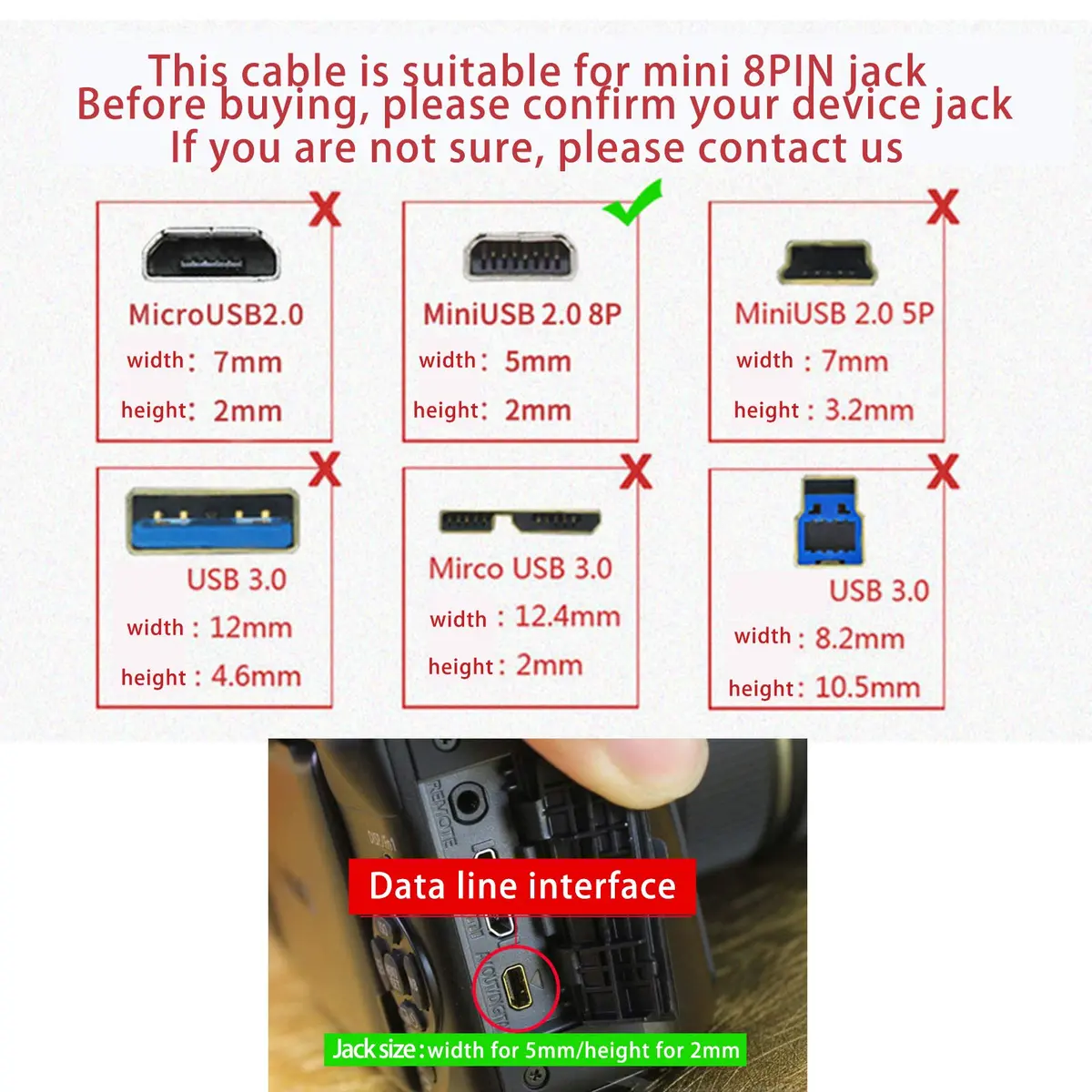 YCWZZH 2 Pack USB Camera Data Cord for Fujifilm & More | Fast Data Transfer & Charging - view 2