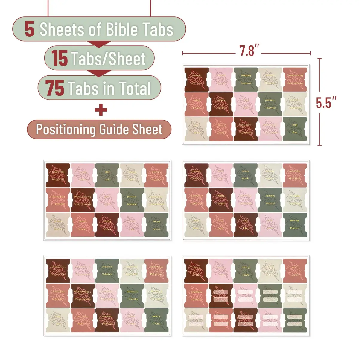 Mr. Pen Gold Bible Tabs, 75 Tabs, Autumnal Earth, Laminated, for Study Bible Indexing - view 2