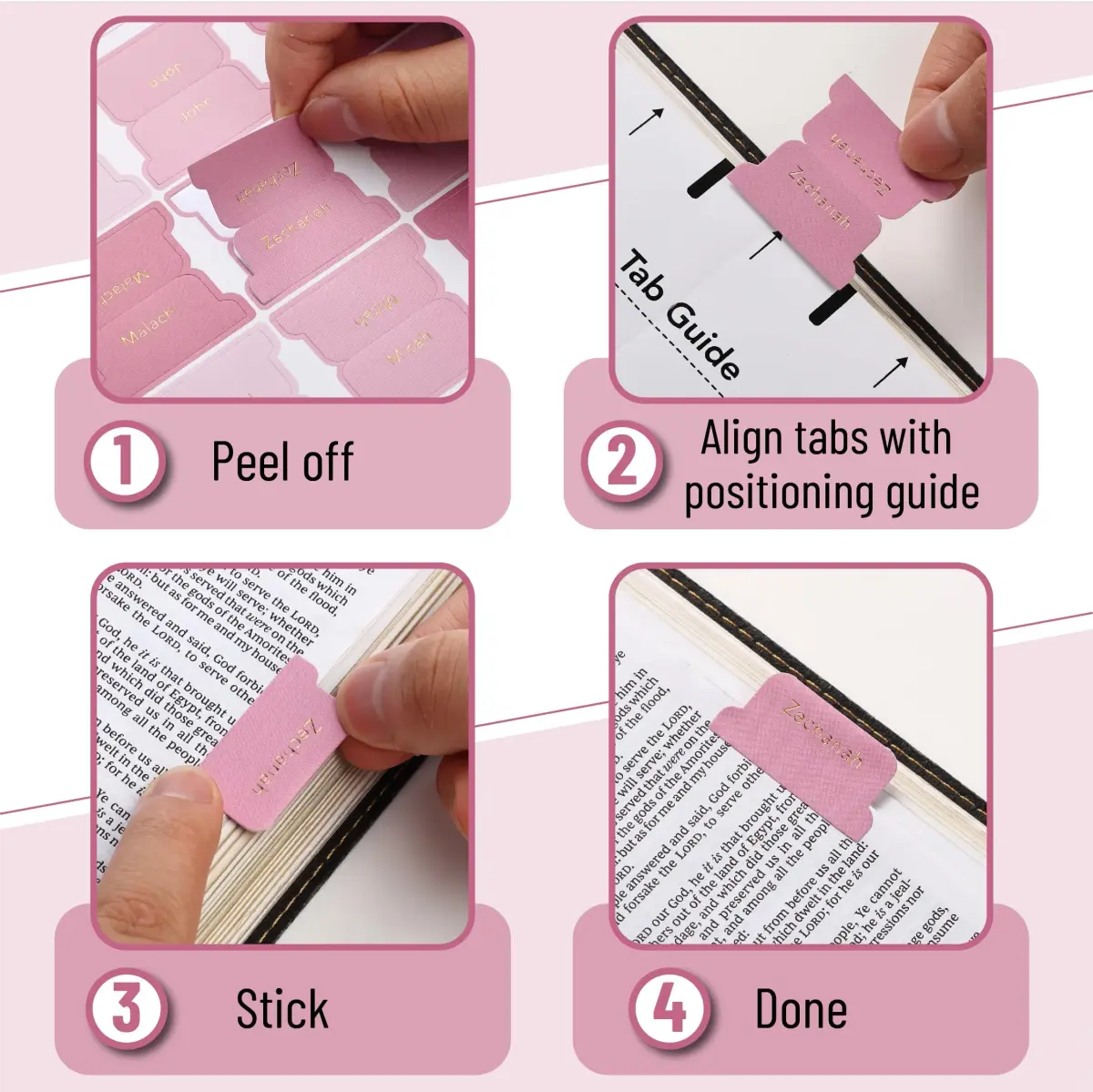Mr. Pen Pink Plum Orchard Bible Tabs (75 Tabs) | Gold Foil Embossed Lettering for Organized Study - view 4