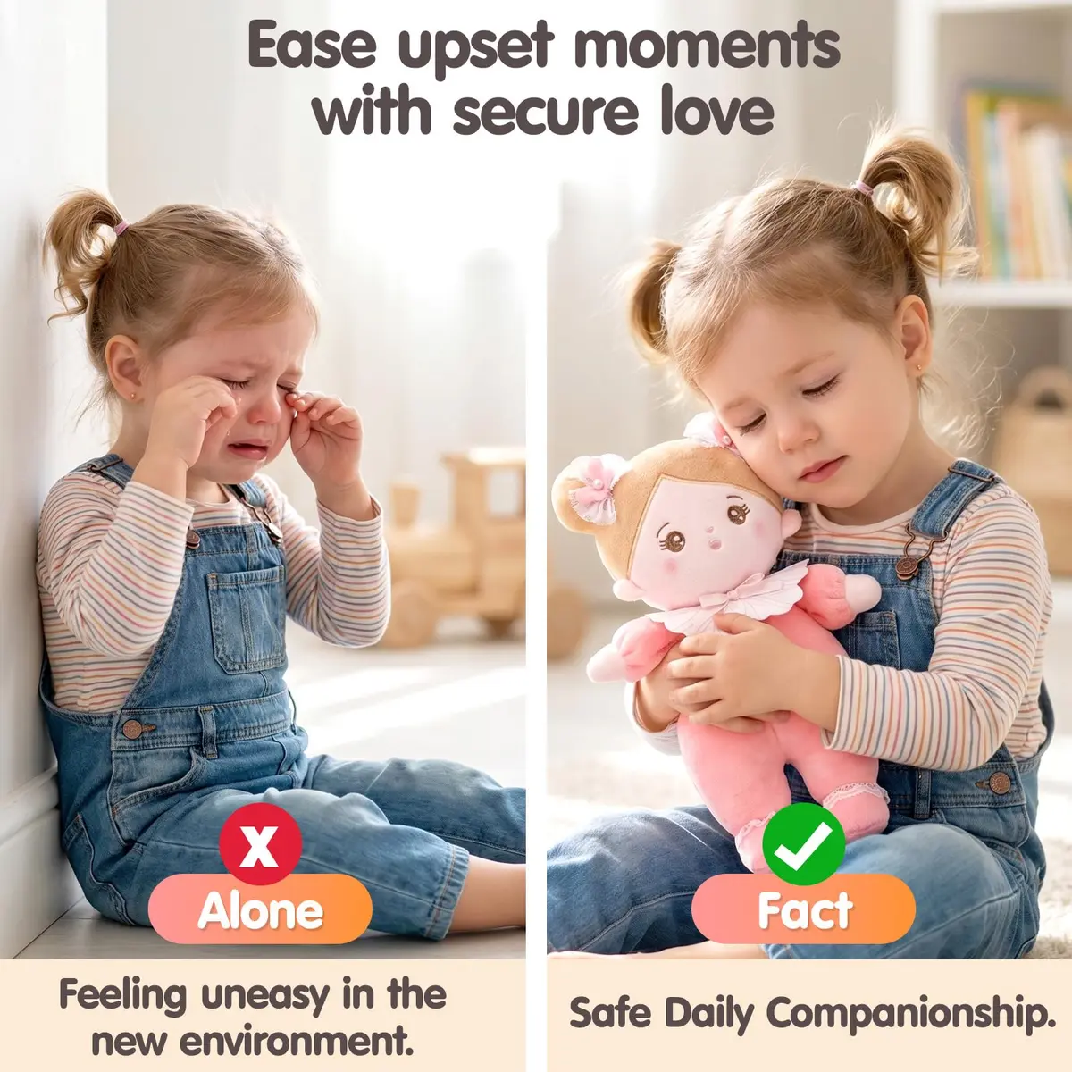 OUOZZZ Soft Plush Baby Doll 10" (25.4 cm) Snuggle Buddy Pink Bow | CPC Certified & CPSIA Tested - view 6