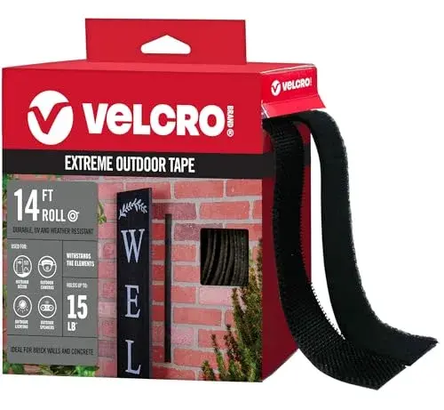 VELCRO Brand Extreme Outdoor Mounting Tape Black 14ft x 1in | Holds Up to 15 Lbs on Rough Surfaces - main product image