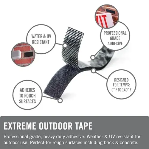 VELCRO Brand Extreme Outdoor Mounting Tape Black 14ft x 1in | Holds Up to 15 Lbs on Rough Surfaces - view 2