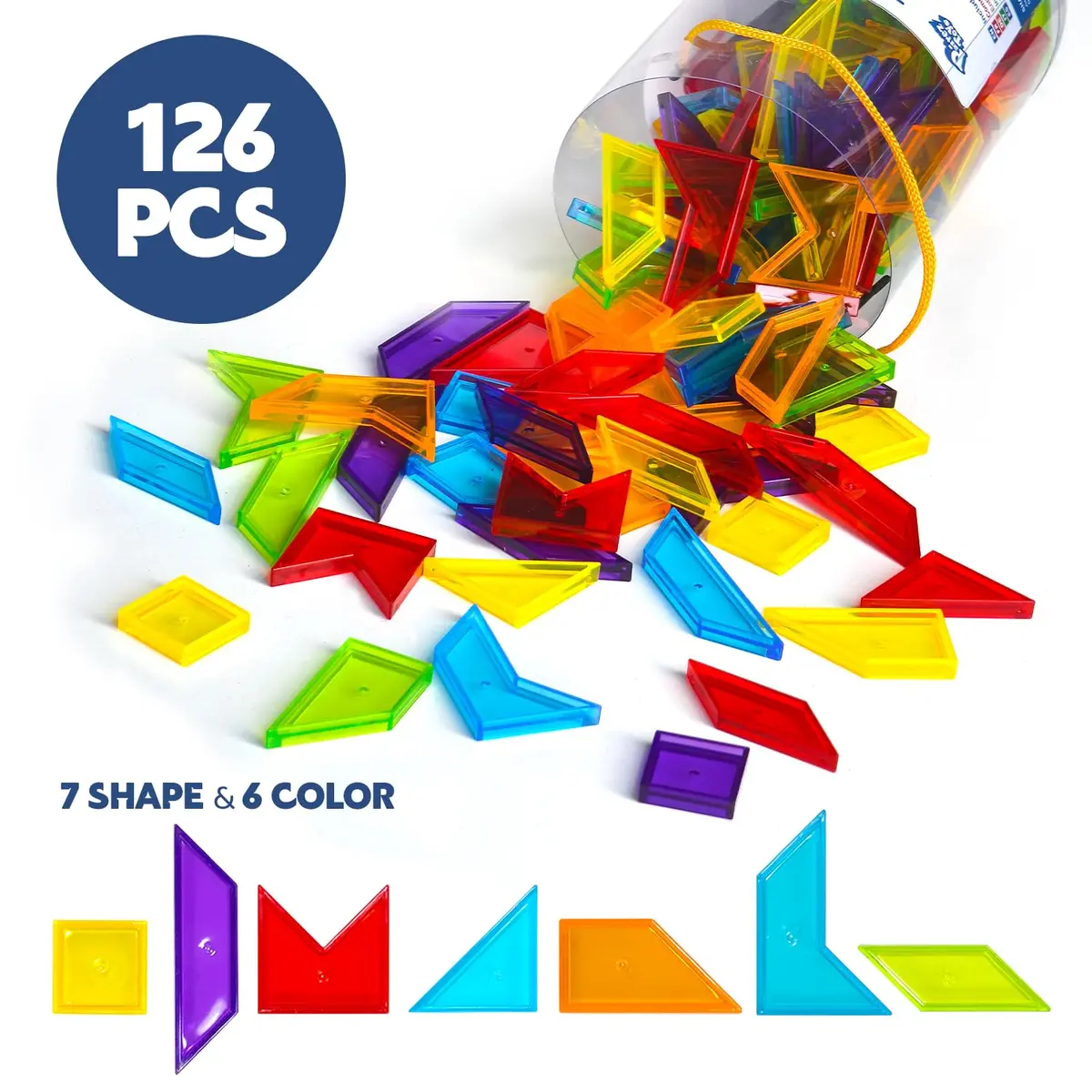 Pairez Toys Transparent Pattern Blocks | Geometric Shapes for Light Tables & Math Learning - view 5