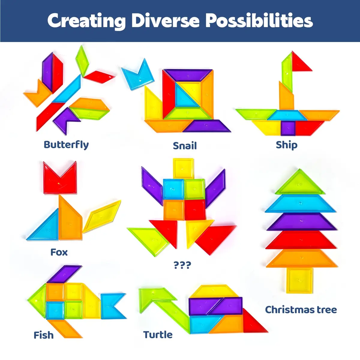 Pairez Toys Transparent Pattern Blocks | Geometric Shapes for Light Tables & Math Learning - view 6