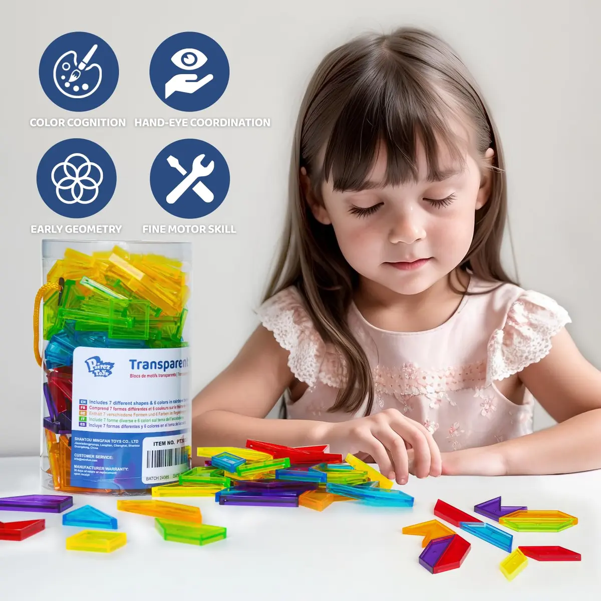 Pairez Toys Transparent Pattern Blocks | Geometric Shapes for Light Tables & Math Learning - view 7