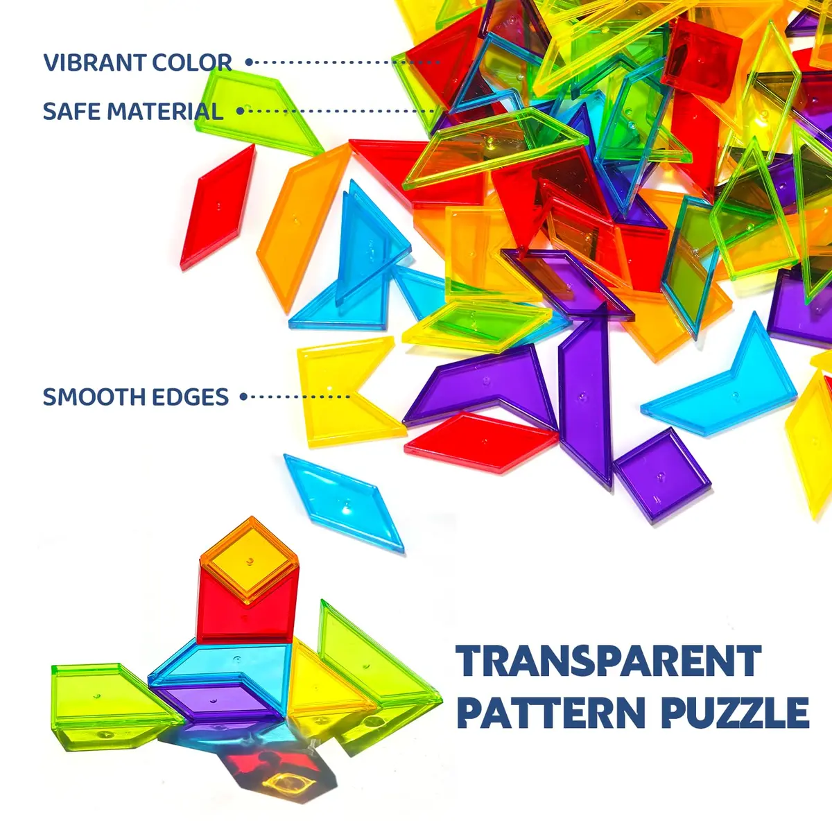 Pairez Toys Transparent Pattern Blocks | Geometric Shapes for Light Tables & Math Learning - view 3