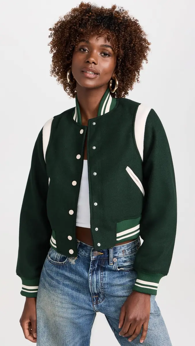 [BLANKNYC] Women's Smart Move Bomber Jacket, Green Combo, XS | Cropped, Relaxed Fit, Polyester - view 2