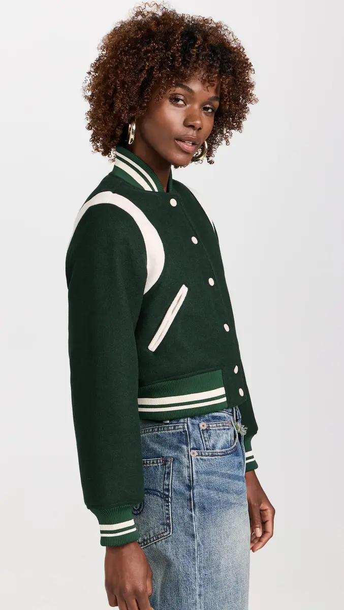 [BLANKNYC] Women's Smart Move Bomber Jacket, Green Combo, XS | Cropped, Relaxed Fit, Polyester - view 4