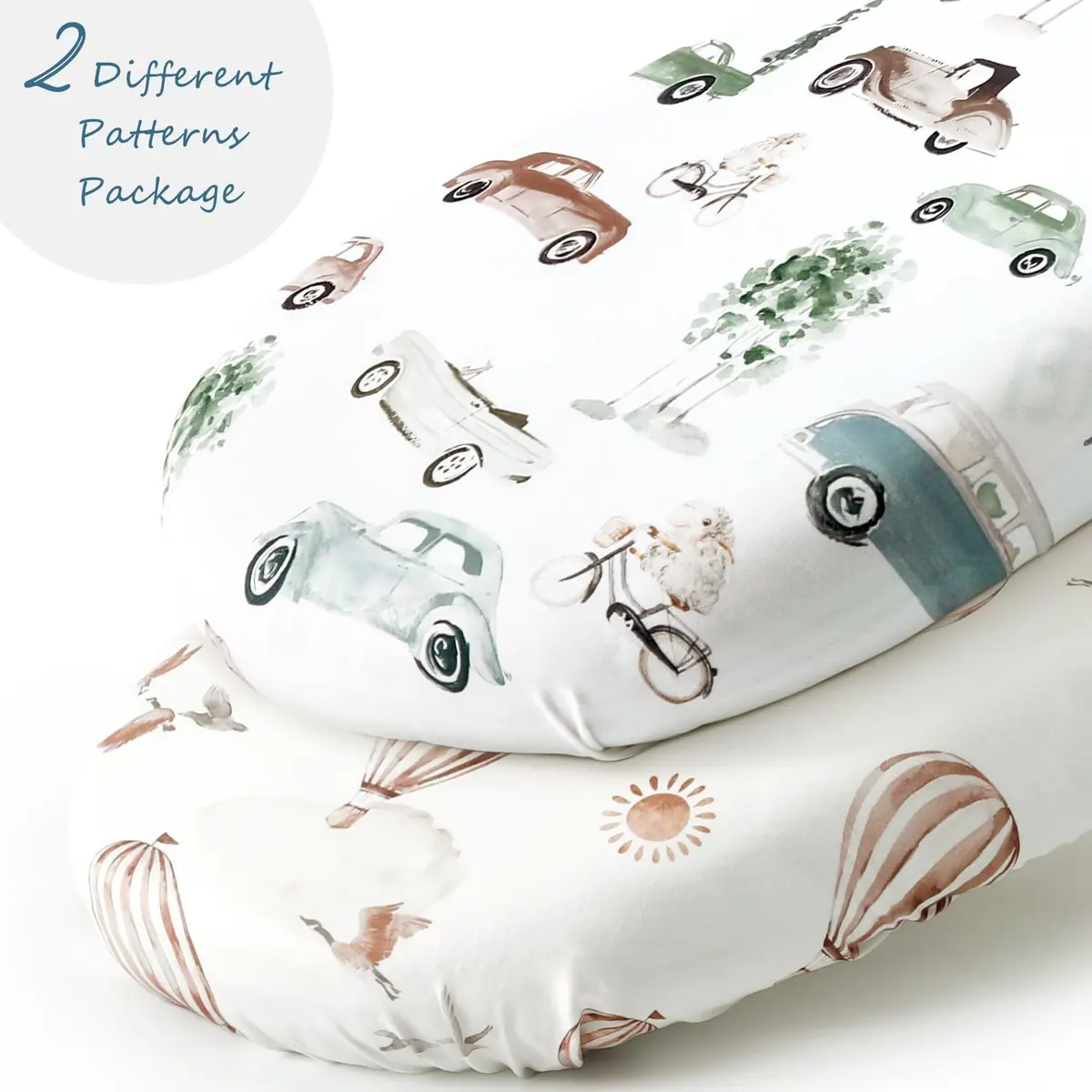GRSSDER Fitted Bassinet Sheet Set 2 Pack | Ultra Soft Jersey Knit, Universal Fit, Snug & Breathable (70-120 chars) - view 2