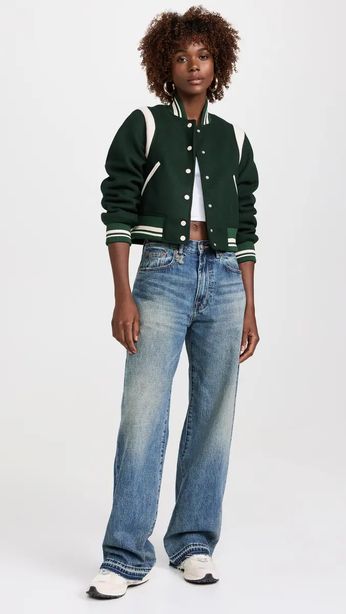 [BLANKNYC] Women's Smart Move Bomber Jacket, Green Combo, S | Cropped, Sporty Style, Polyester, US Import - view 5