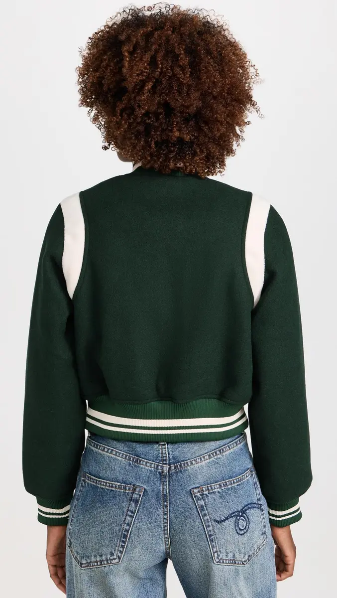 [BLANKNYC] Women's Smart Move Bomber Jacket, Green Combo, S | Cropped, Sporty Style, Polyester, US Import - view 3