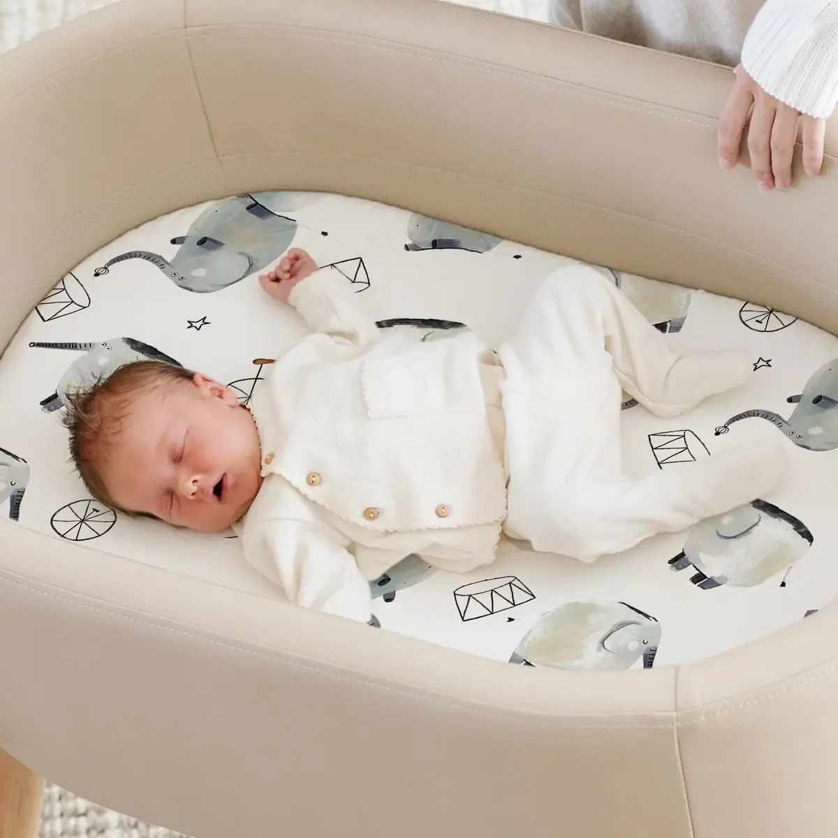 GRSSDER Stretchy Ultra Soft Fitted Bassinet Sheet Set 2 Pack, Universal Fit 81cm x 41cm x 13cm | Baby Cradle Moses Basket Mattress Cover - view 3