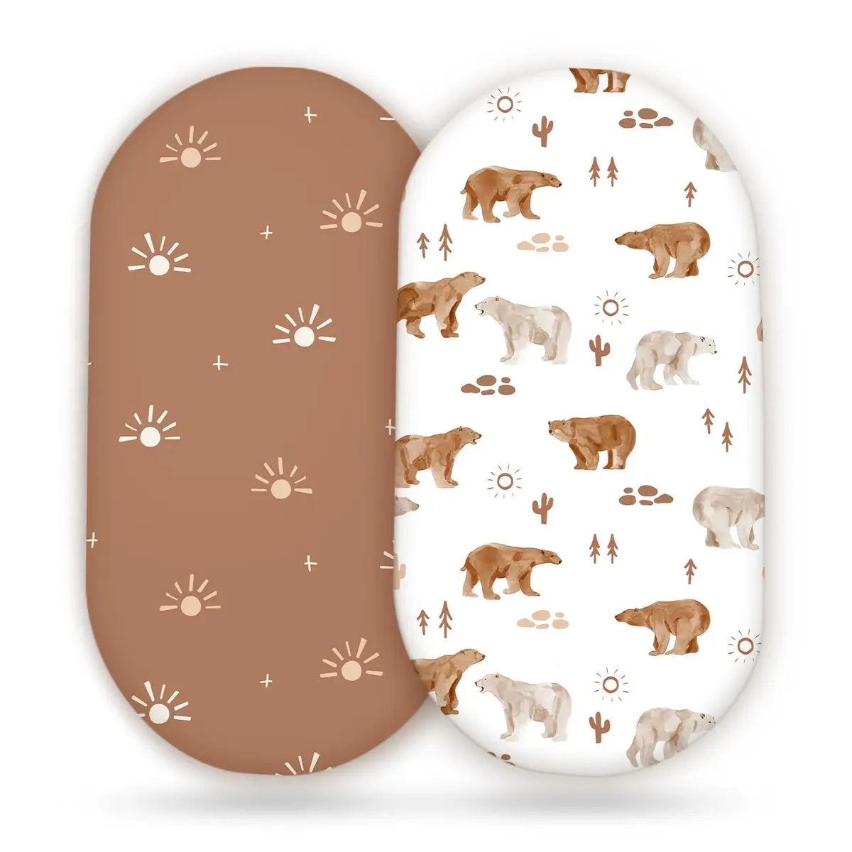 GRSSDER Stretchy Ultra Soft Bassinet Sheet 2 Pack, 81cm x 41cm x 13cm (32" x 16" x 5") | Universal Fit for Oval, Rectangle, Moses Basket Mattresses - main product image
