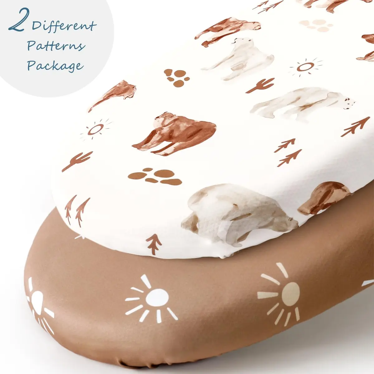 GRSSDER Stretchy Ultra Soft Bassinet Sheet 2 Pack, 81cm x 41cm x 13cm (32" x 16" x 5") | Universal Fit for Oval, Rectangle, Moses Basket Mattresses - view 2