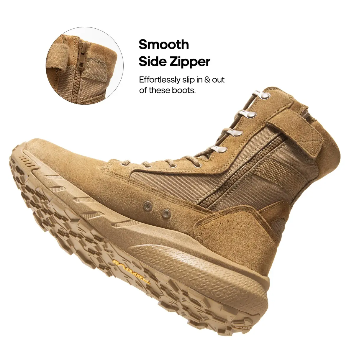 NORTIV 8 Men's Tactical Military Work Boots Coyote 8.57" Shaft | Breathable Genuine Leather & Textile - view 4
