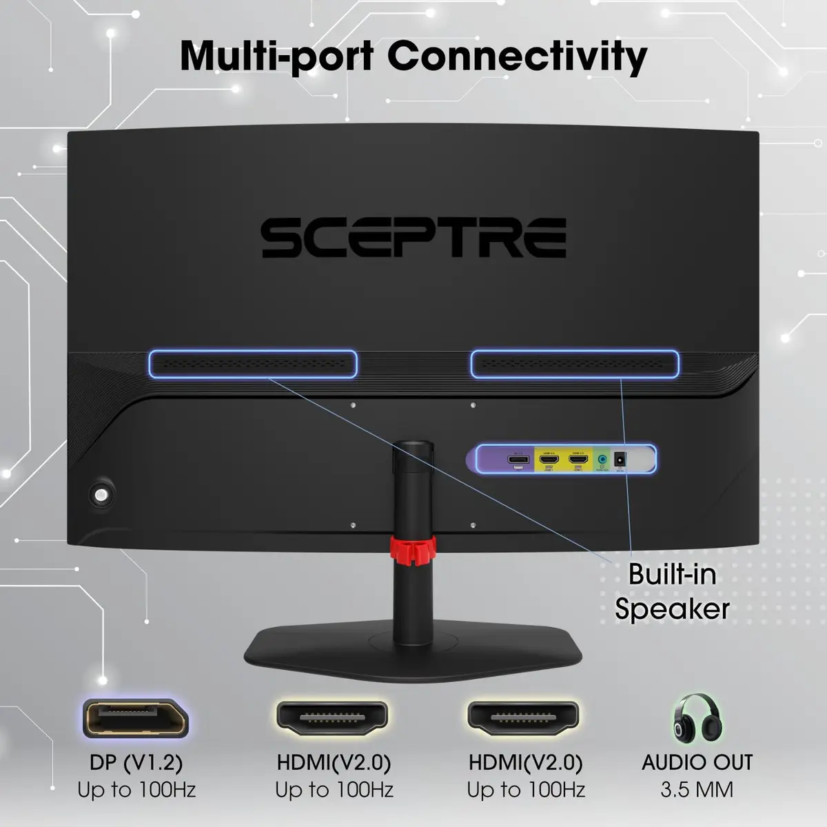 Sceptre Curved 24-inch Gaming Monitor 1ms 100Hz 1500R DisplayPort HDMI X2 Eye Care 100% sRGB Build-in Speakers, Machine Black 2025 - view 2