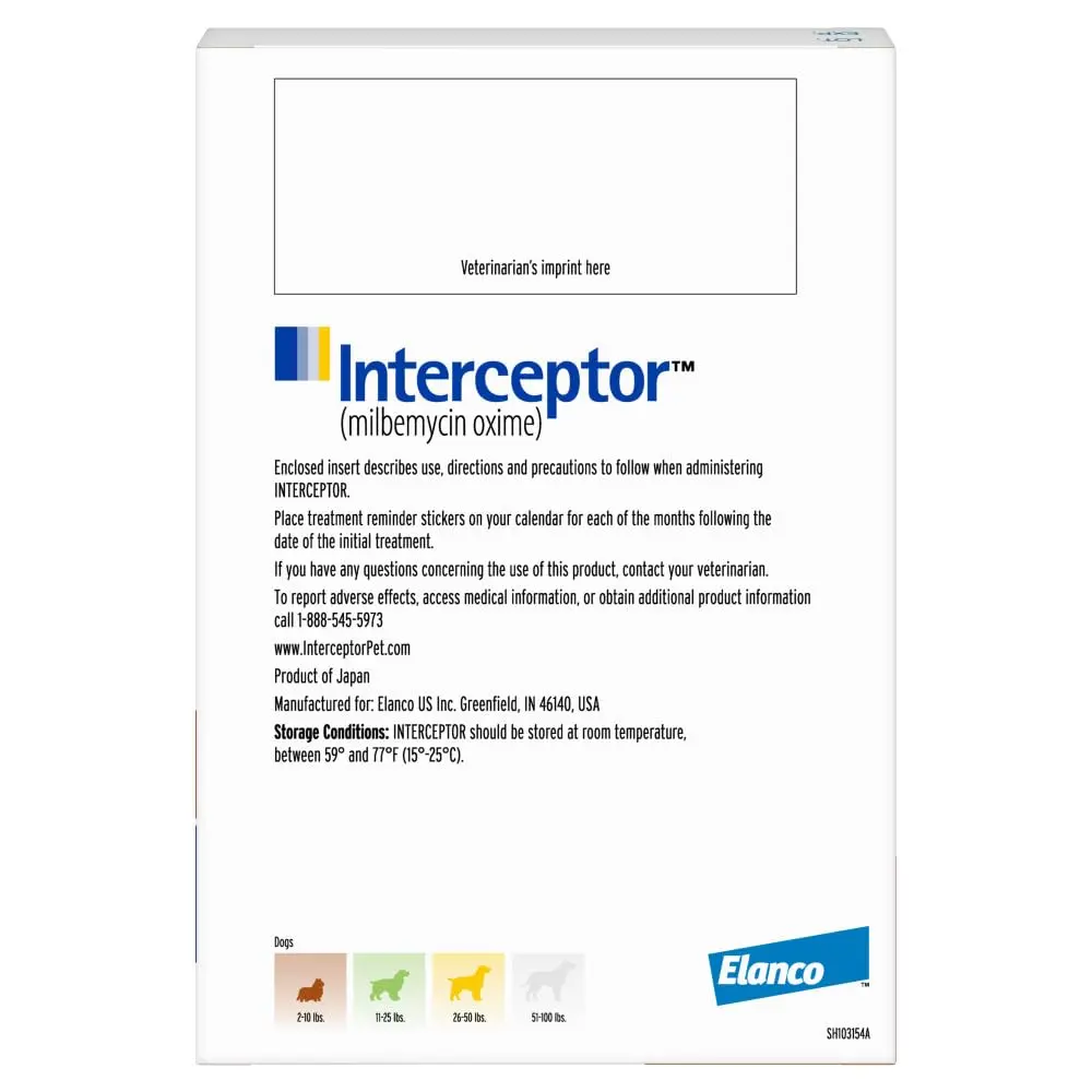 Interceptor for Dogs 2-10 lbs | Heartworm & Worms Prevention, 6-Month Supply - view 2