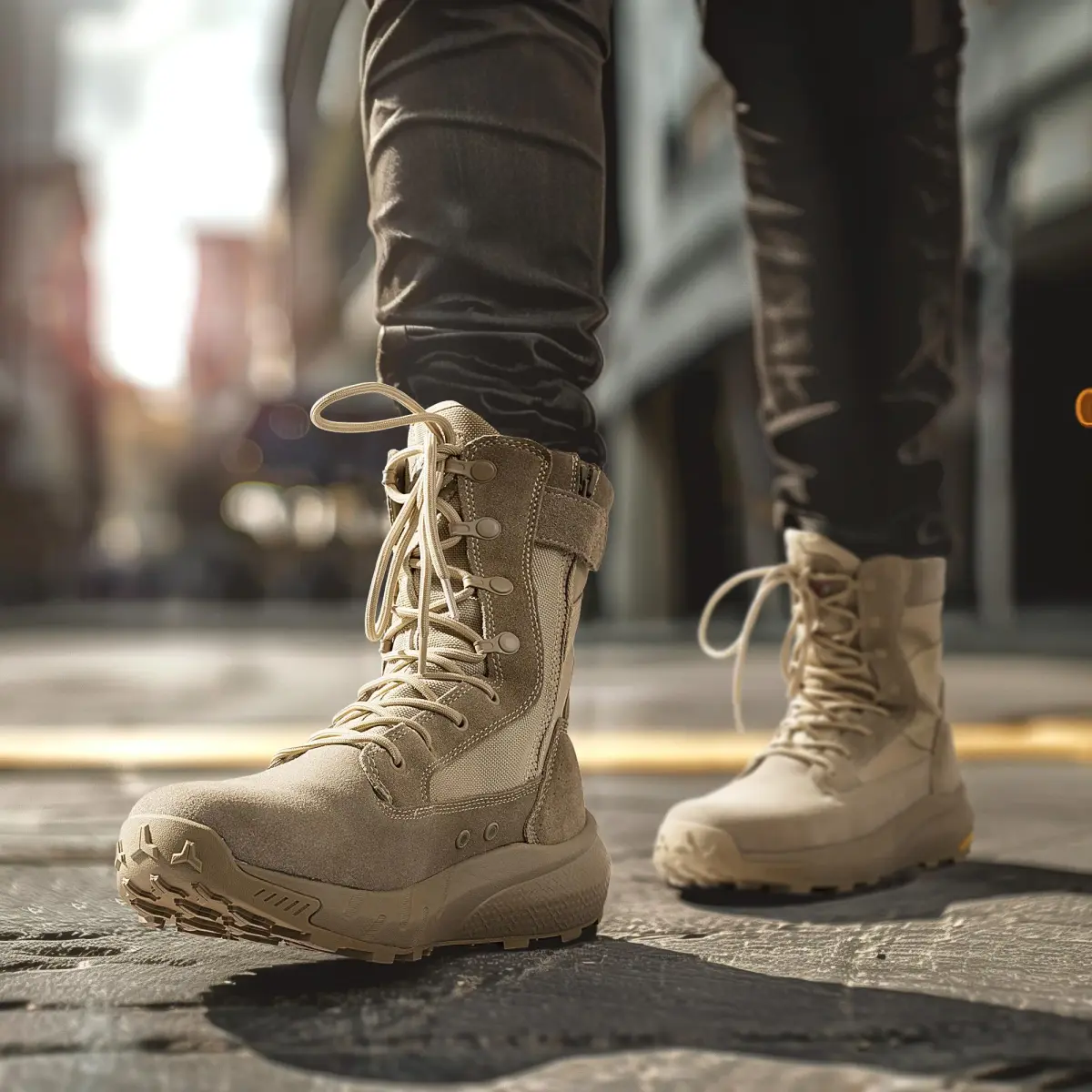 NORTIV 8 Men's Tactical Military Work Boots Sand 8.57" Shaft | Lightweight & Cushioned for All-Day Comfort - view 2