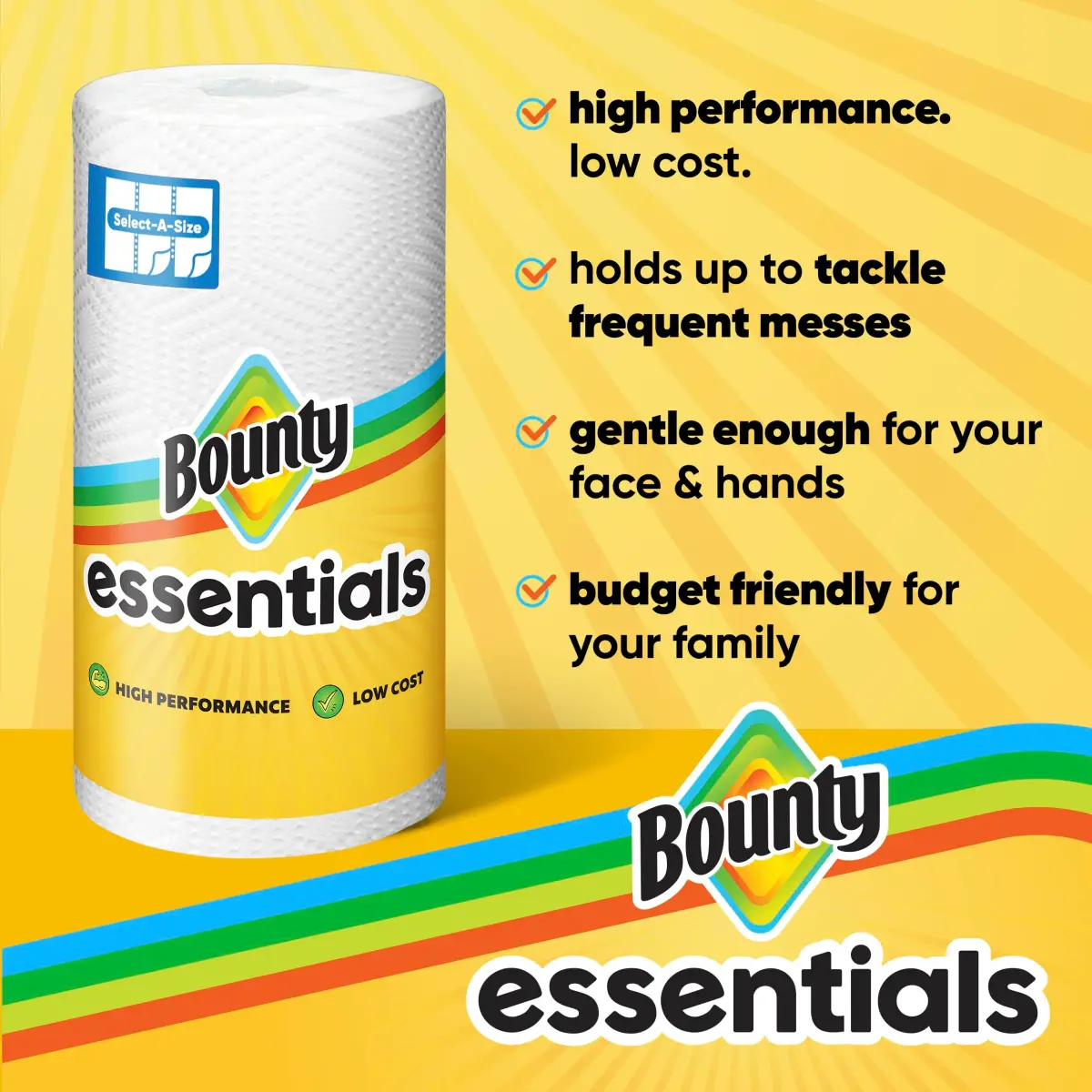 Bounty Essentials Select-A-Size Paper Towels, 6 Double Rolls | Strong & Soft for Everyday Messes - view 2