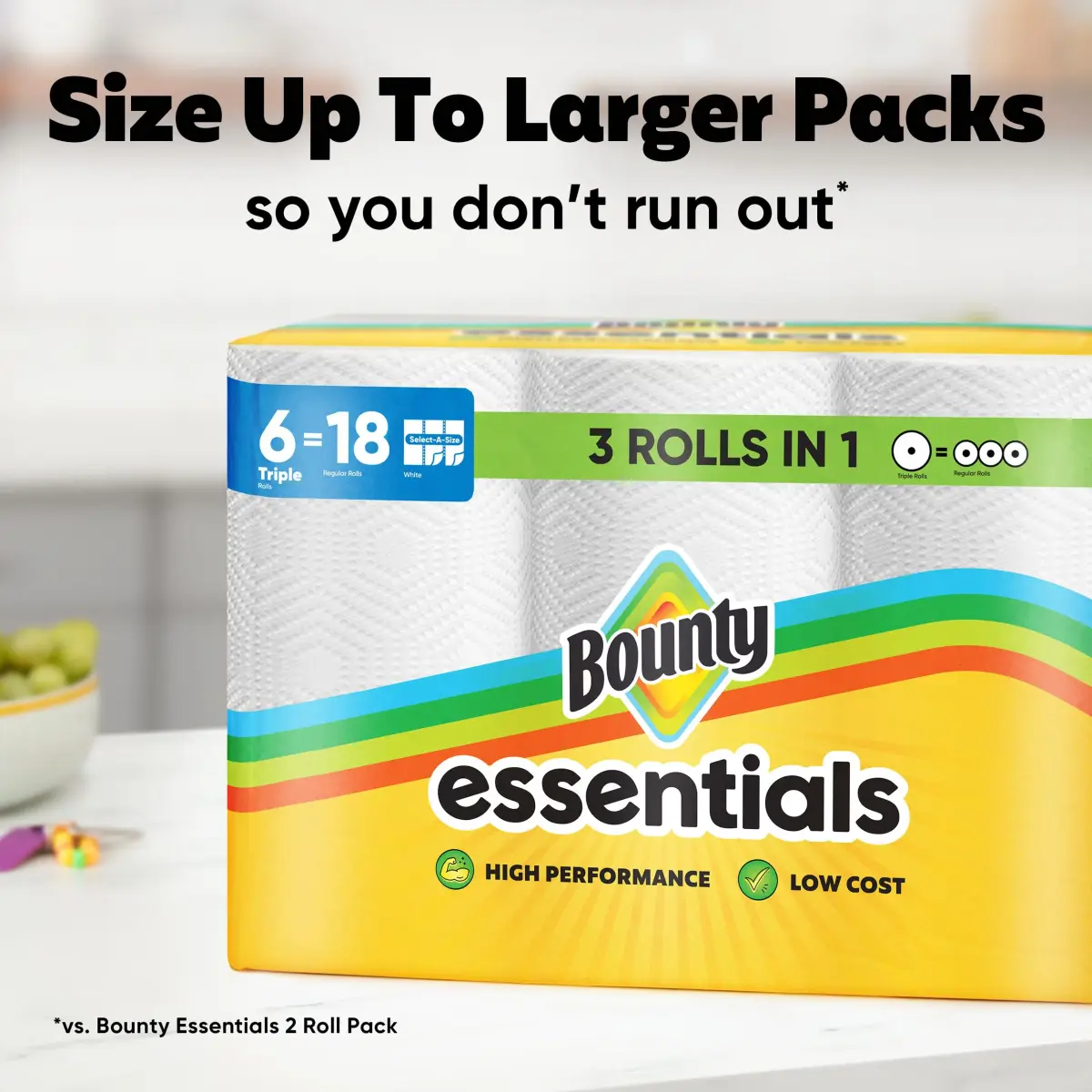 Bounty Essentials Select-A-Size Paper Towels, 6 Double Rolls | Strong & Soft for Everyday Messes - view 9