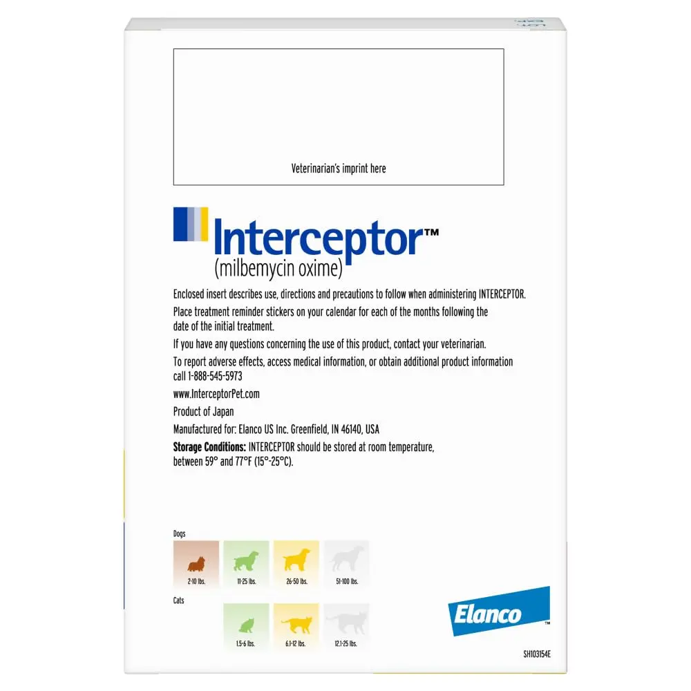 Interceptor for Dogs and Cats 26-50 lbs / 6.1-12 lbs | Heartworm & Worm Prevention - view 2