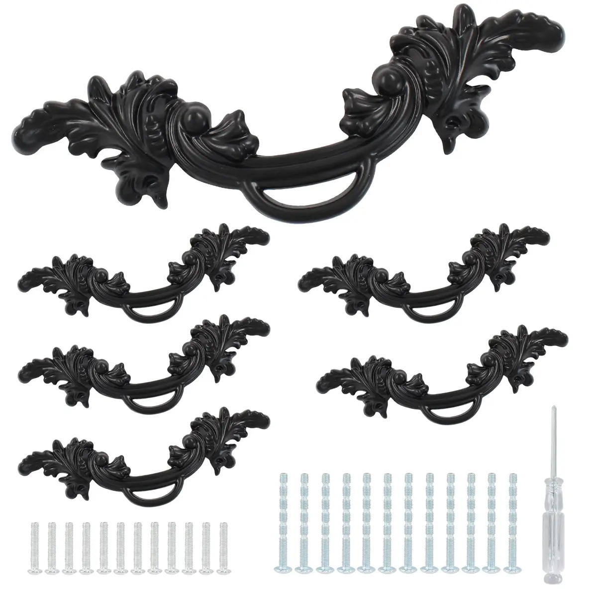 Biaungdo Vintage Cabinet Pulls Handles Black 135mm (5.31 Inch) | Retro Style Zinc Alloy Hardware - view 5