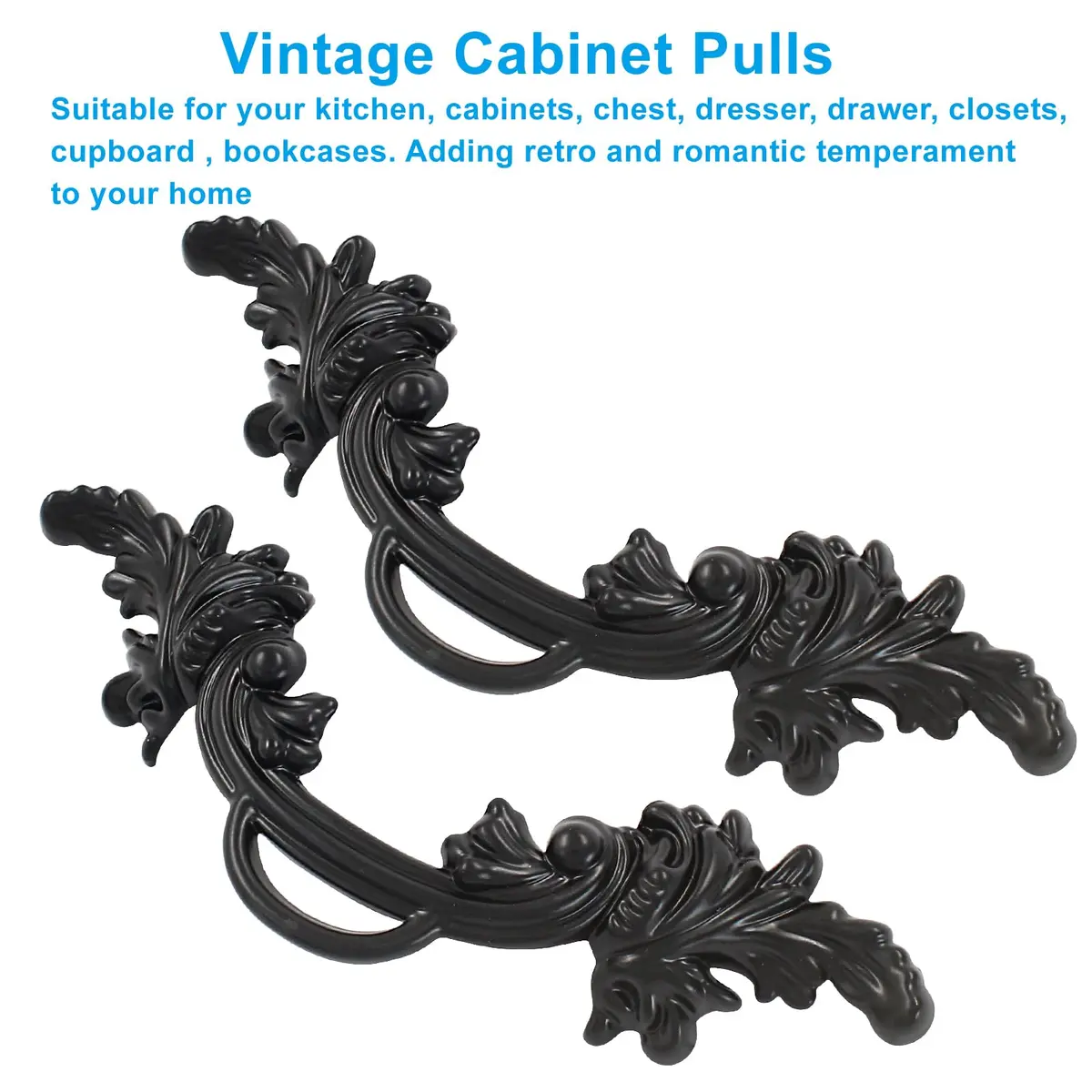 Biaungdo Vintage Cabinet Pulls Handles Black 135mm (5.31 Inch) | Retro Style Zinc Alloy Hardware - view 3