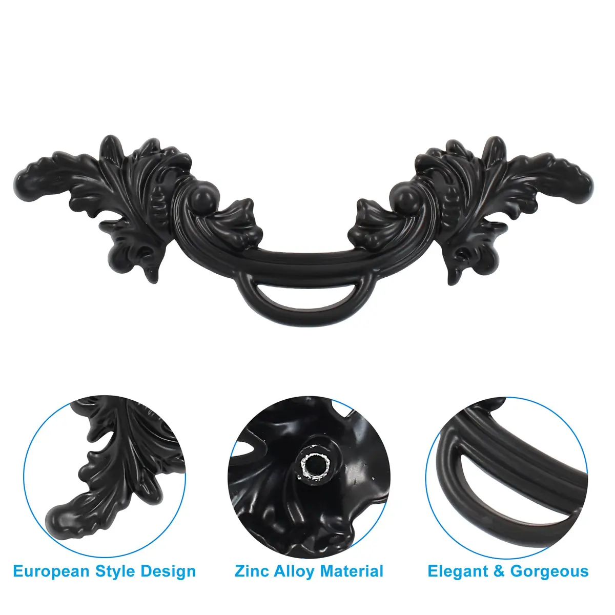 Biaungdo Vintage Cabinet Pulls Handles Black 135mm (5.31 Inch) | Retro Style Zinc Alloy Hardware - view 4