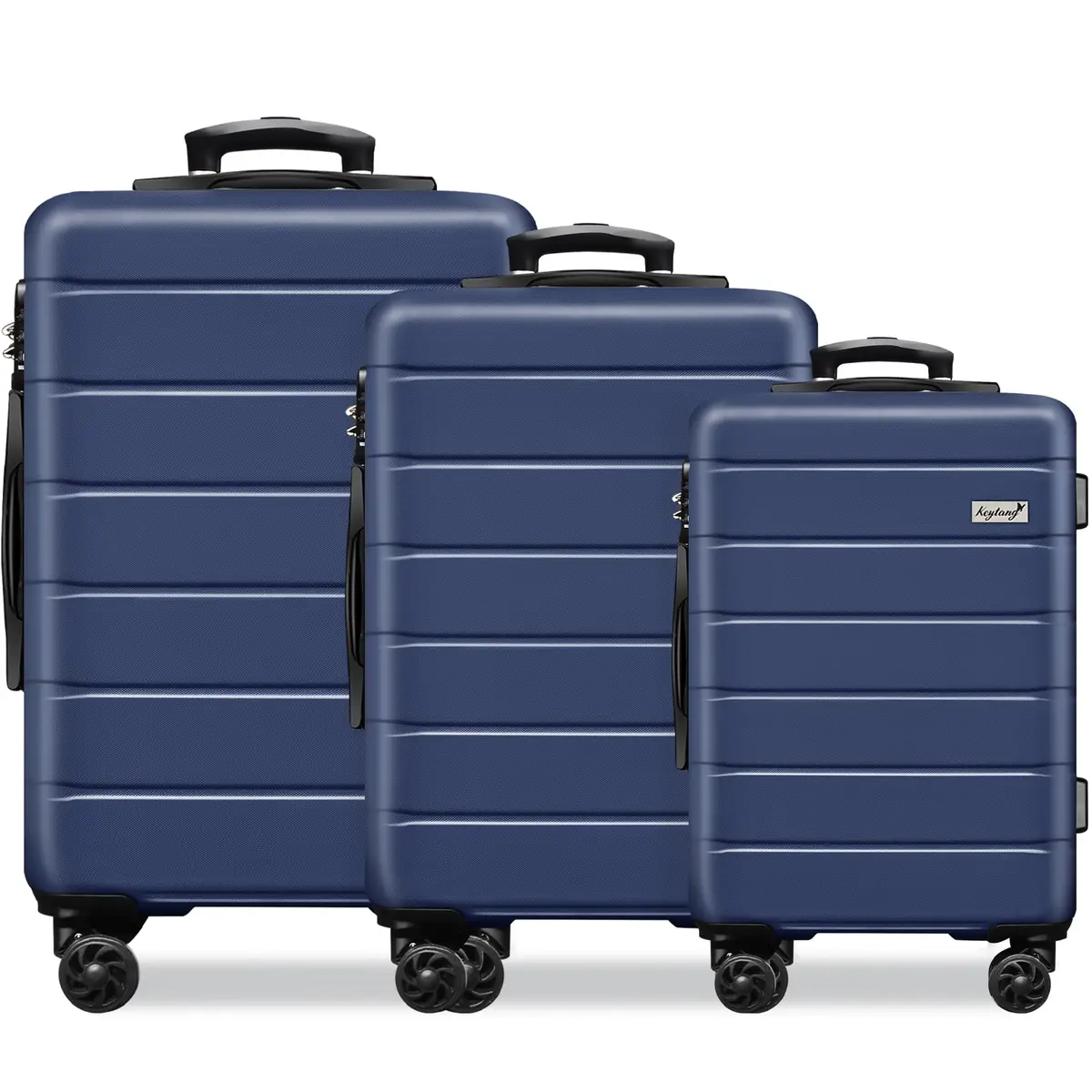 KEYTANG 3-Piece Hardside Expandable Luggage Set with Spinner Wheels & TSA Lock, Navy Blue - main product image