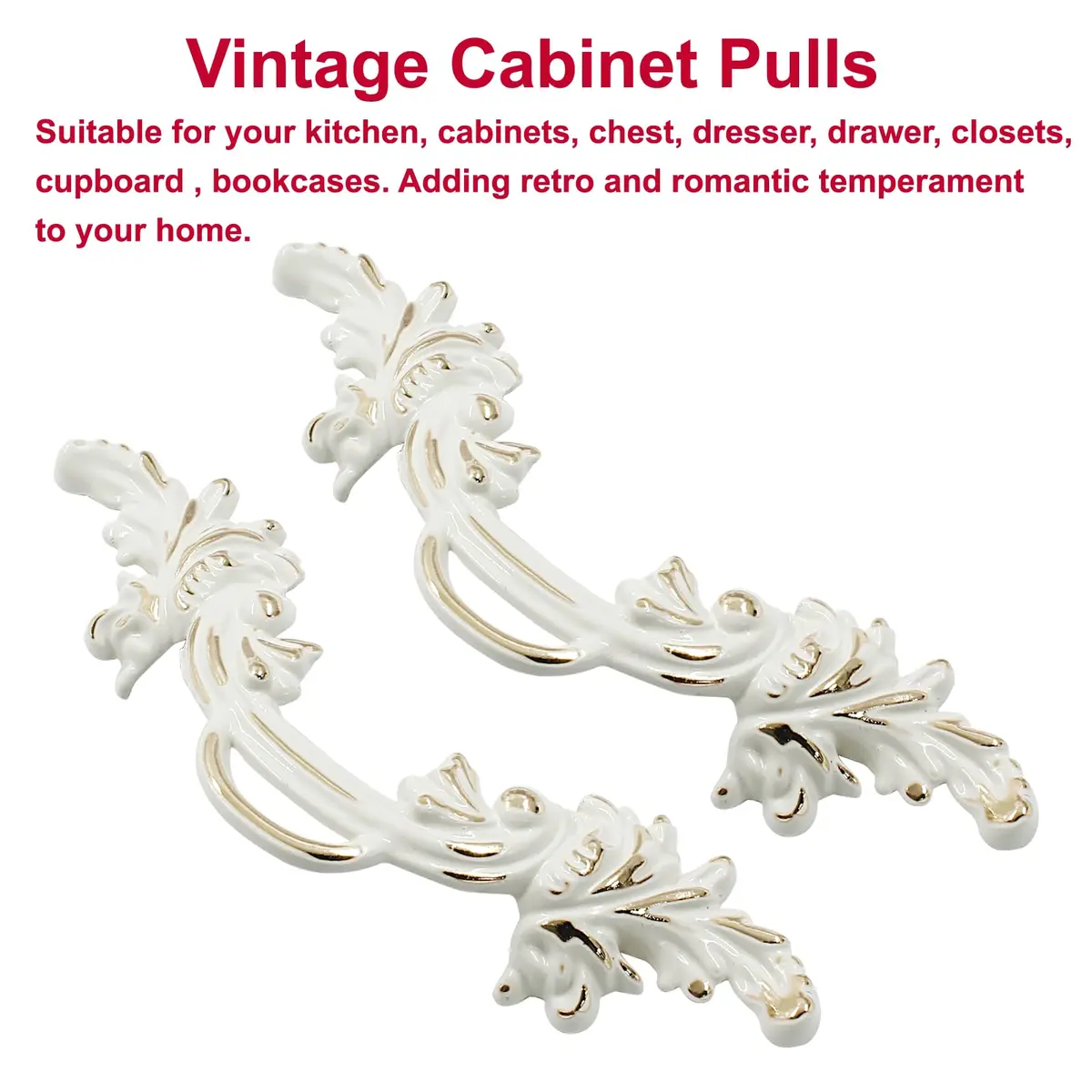 Biaungdo Vintage Cabinet Pulls Handles Gold Edge 135mm (5.31in) | Retro European Style Hardware - view 4