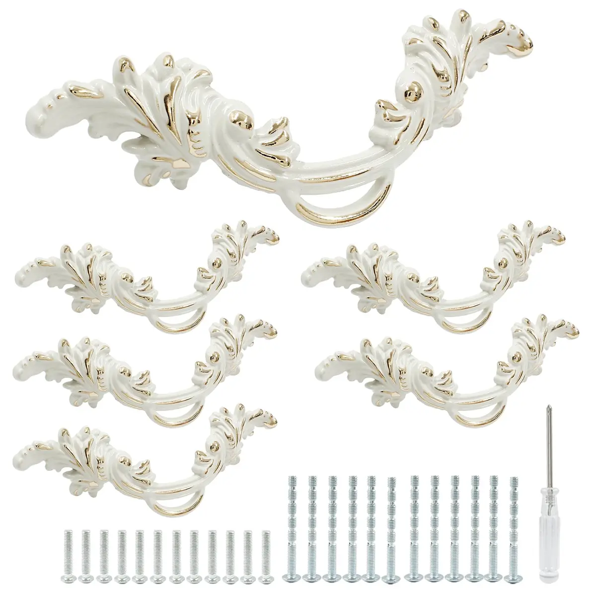 Biaungdo Vintage Cabinet Pulls Handles Gold Edge 135mm (5.31in) | Retro European Style Hardware - view 5