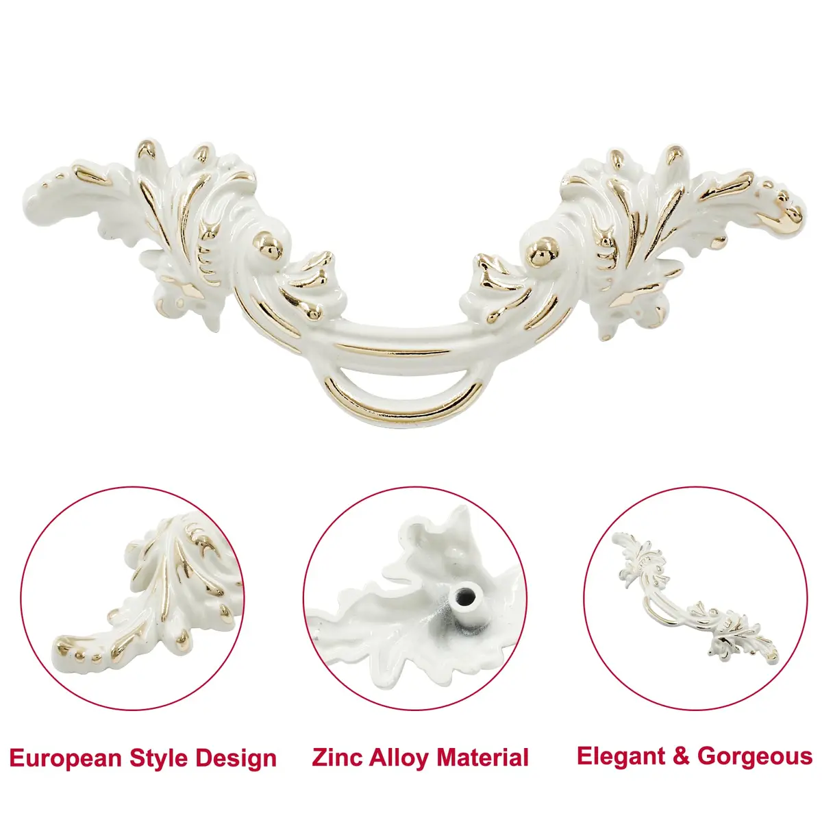 Biaungdo Vintage Cabinet Pulls Handles Gold Edge 135mm (5.31in) | Retro European Style Hardware - view 3