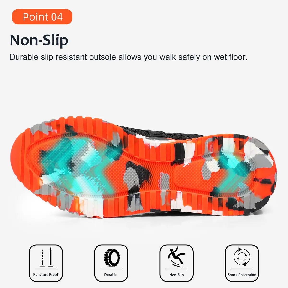 TRAILBLITZ Composite Steel Toe Work Shoes for Men - Lightweight, Breathable, Slip-Resistant (US Men 10, Orange) - view 5
