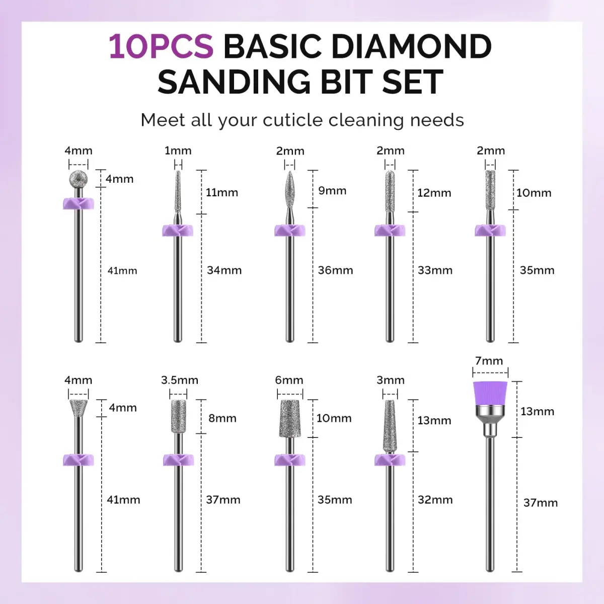 MelodySusie Diamond Nail Drill Bits Set with 40 Sanding Bands & Mandrel Bit | 50-Piece Set - view 9