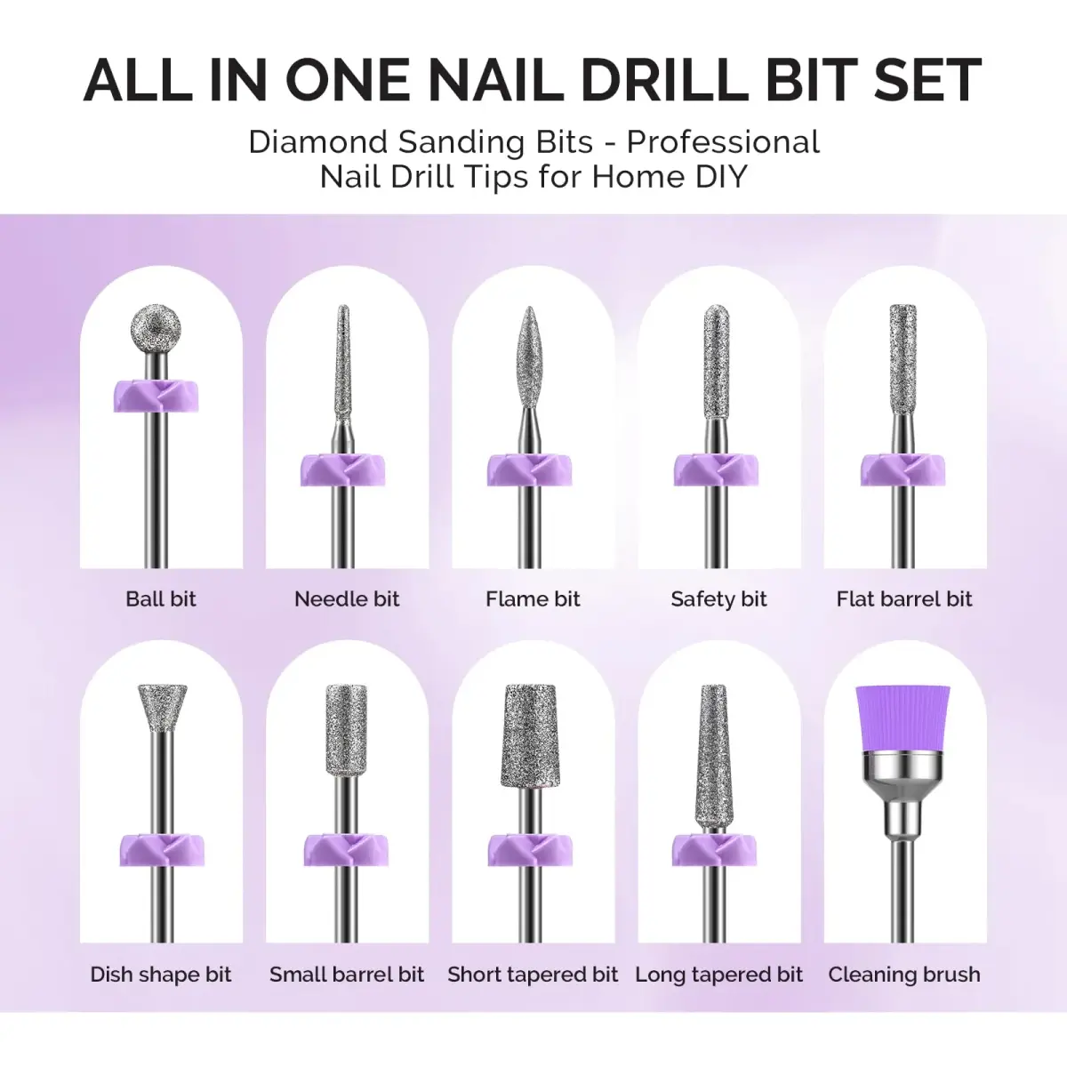 MelodySusie Diamond Nail Drill Bits Set with 40 Sanding Bands & Mandrel Bit | 50-Piece Set - view 2