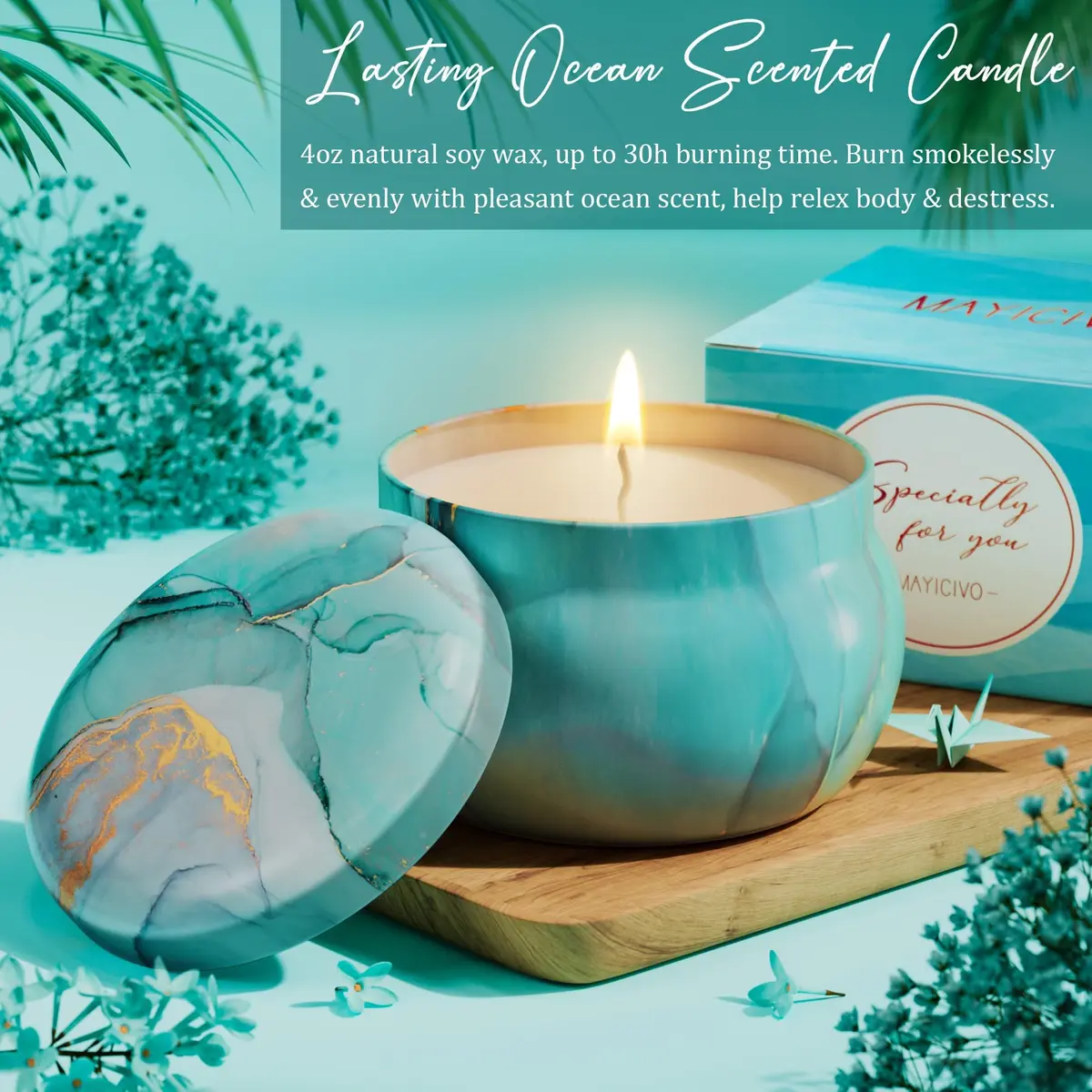 MAYICIVO Relaxing Spa Gift Basket for Women 10-Piece Ocean Scented Self Care Set | Perfect Birthday & Holiday Gift - view 5