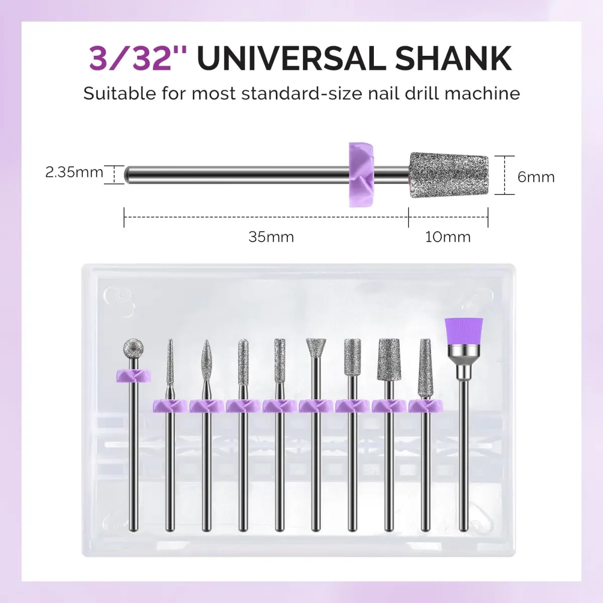 MelodySusie Diamond Nail Drill Bit Set with Sanding Bands & Mandrel Bit | 10Pcs Diamond Bits + 40pcs Sanding Bands (Grits #120/#180/#240) - view 4