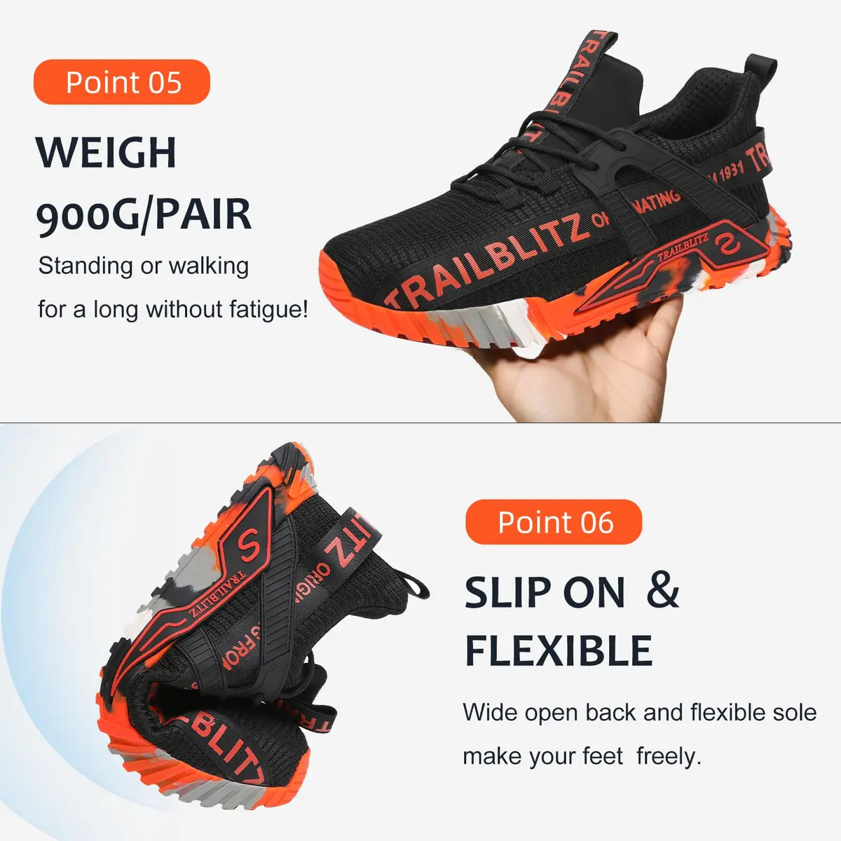 TRAILBLITZ Composite Steel Toe Shoes for Men, US Men's 11 (11 M US) | ASTM F2413-18 Certified Safety Sneakers - view 6