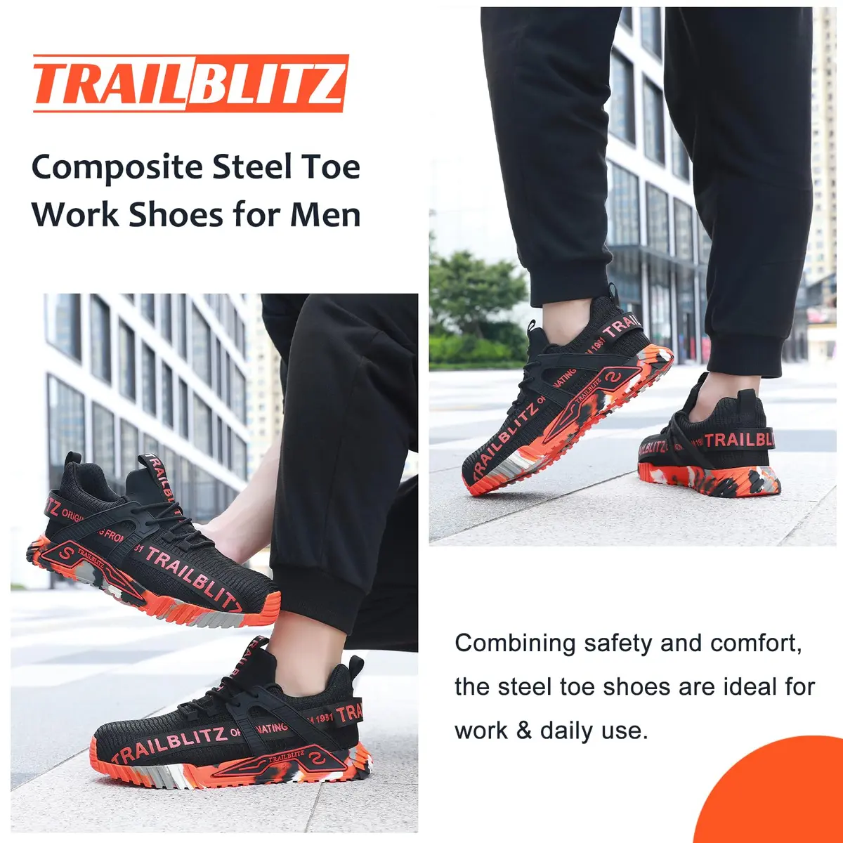 TRAILBLITZ Composite Steel Toe Shoes for Men, US Men's 11 (11 M US) | ASTM F2413-18 Certified Safety Sneakers - view 7